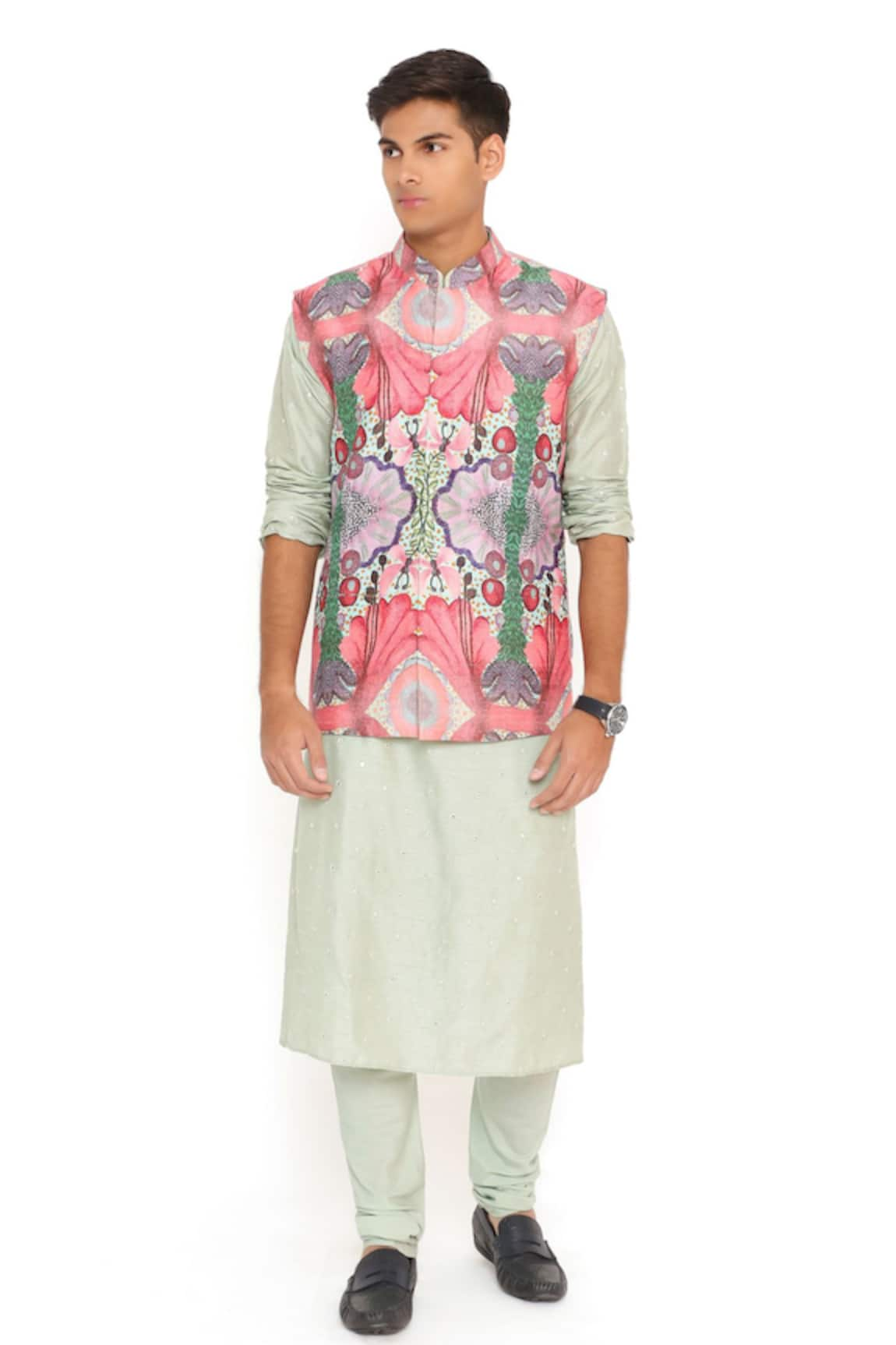 PS Men by Payal Singhal Enchanted Print Bundi Kurta Set