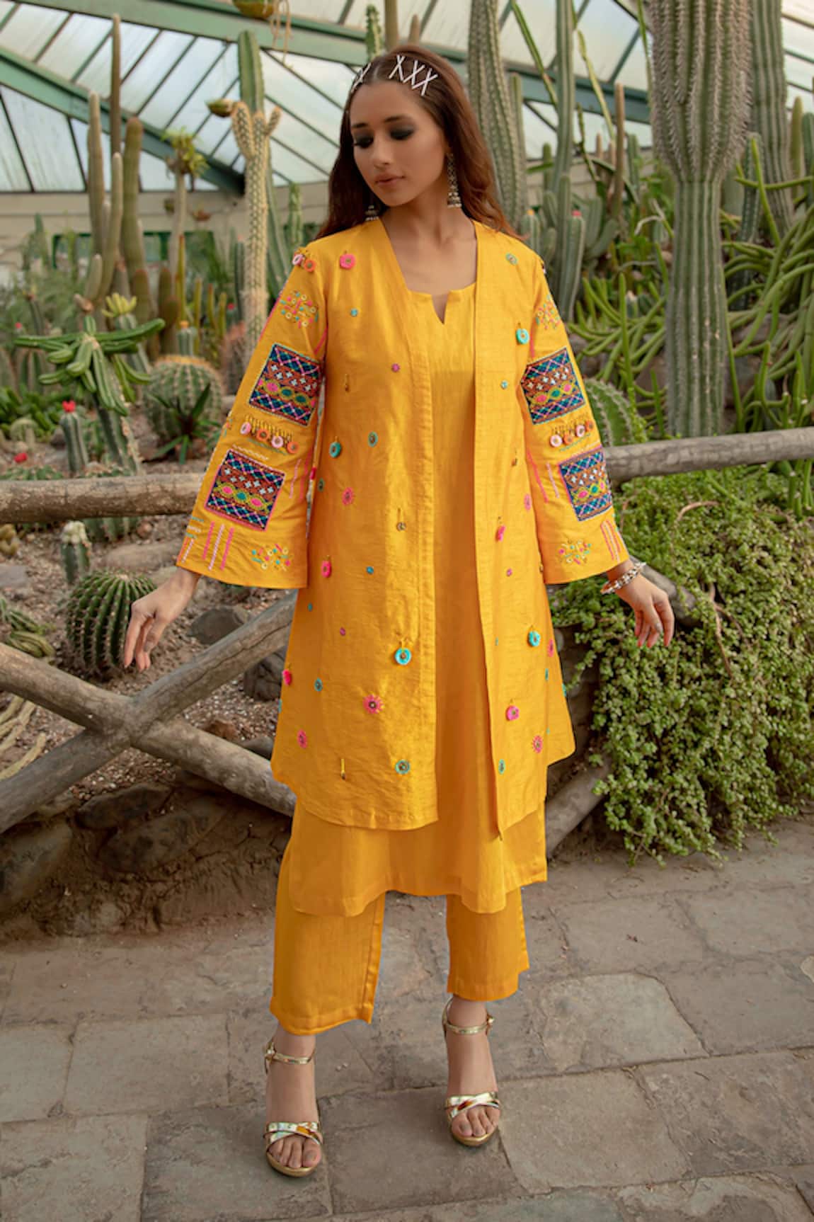 Kacha Tanka Bell Sleeve Hand Embroidered Jacket 