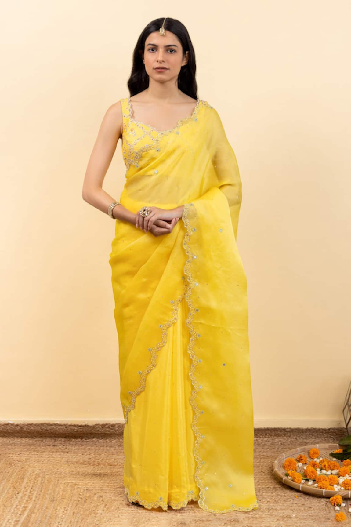 Pita Nila Soha Embroidered Saree With Chokor Print Blouse