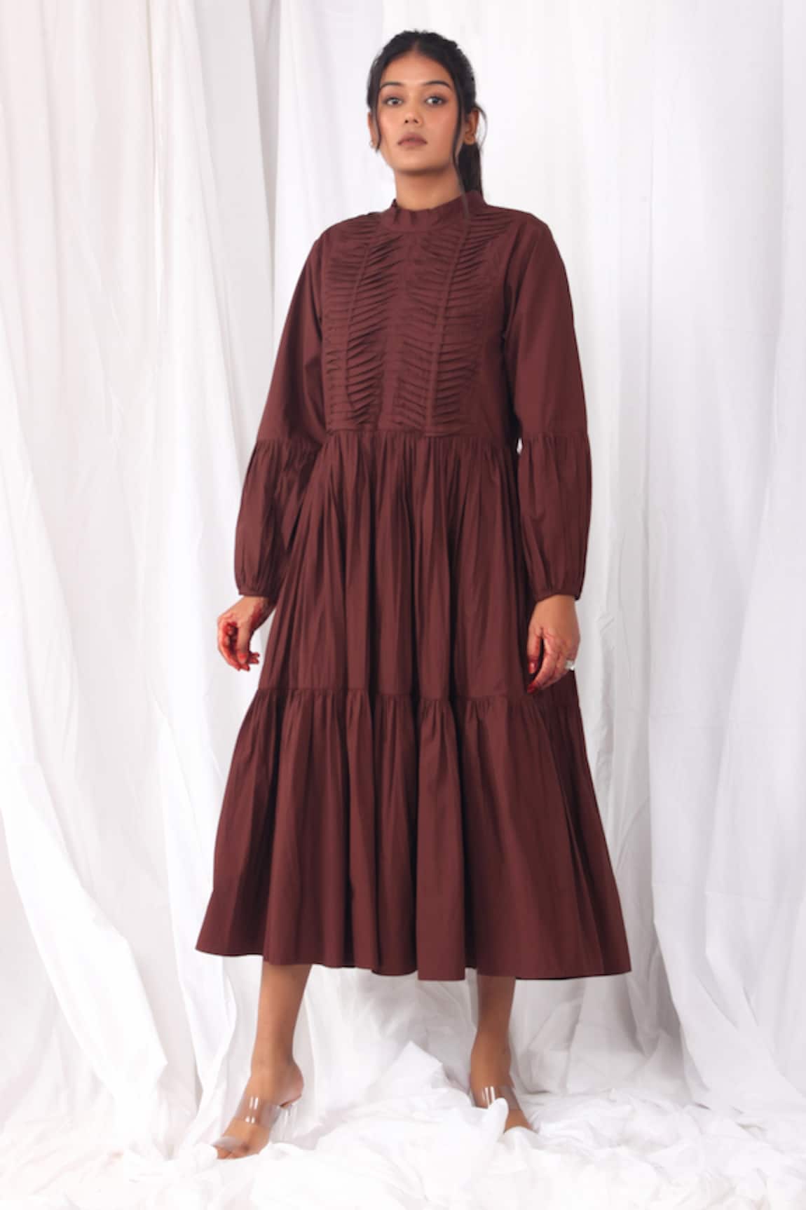 Khat Pintucked Bodice & Tiered Dress 