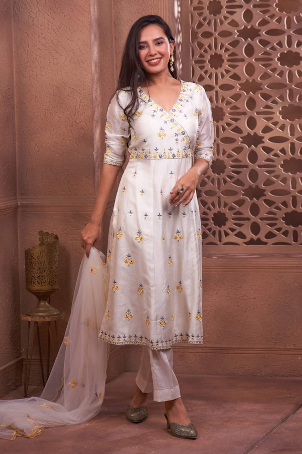 Geetika Jain Floral Hand Embroidered Anarkali Set 