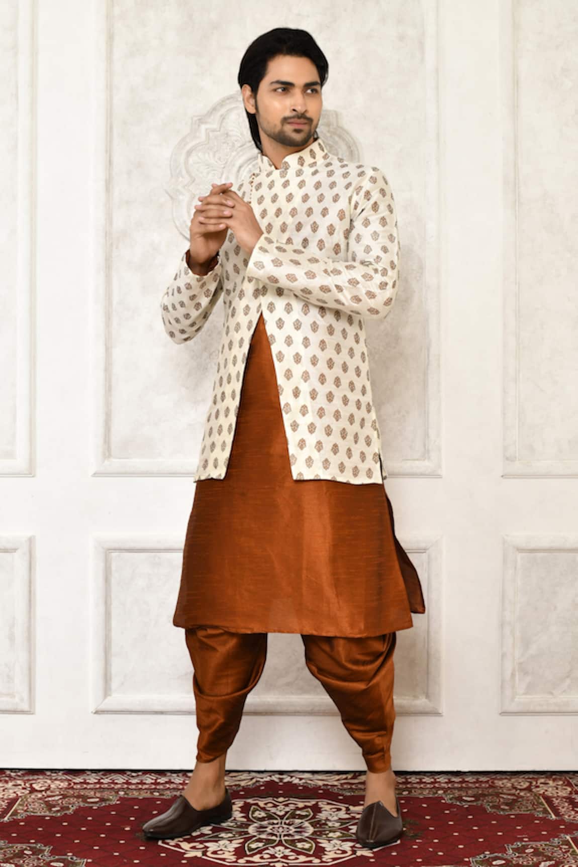 Arihant Rai Sinha Printed Floral Overlapped Jacket Kurta Set