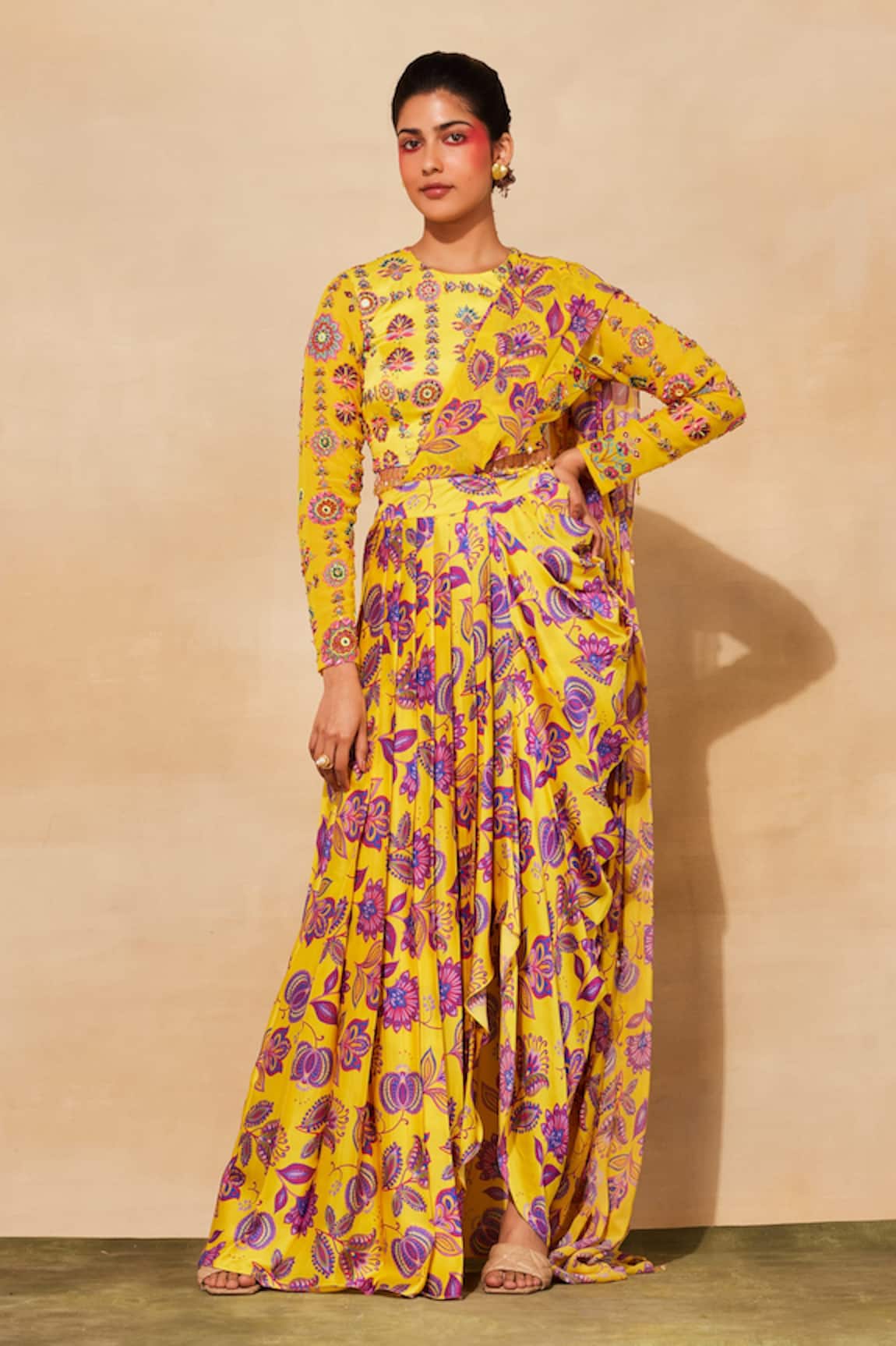 DiyaRajvvir Printed & Pre-Draped Dhoti Skirt Saree Set