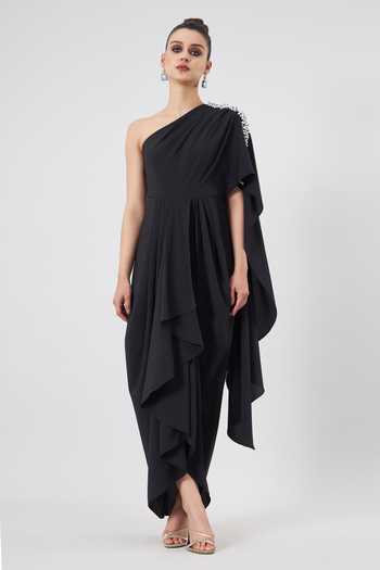 Aakaar Draped One Shoulder Gown