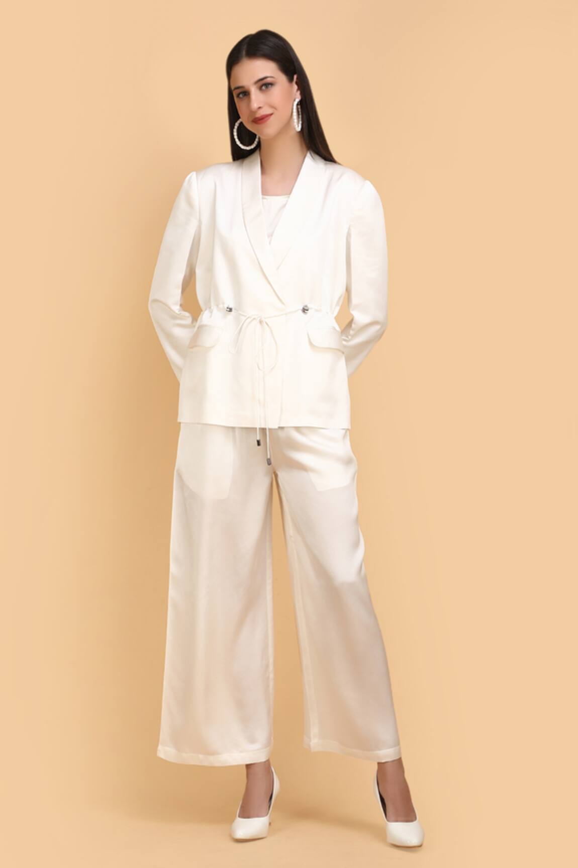 Label Ivish Tie-Up Blazer Trouser Set 