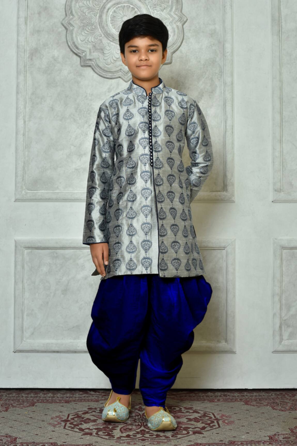 Petite Pomme Leaf Pattern Kurta & Patiala Pant Set