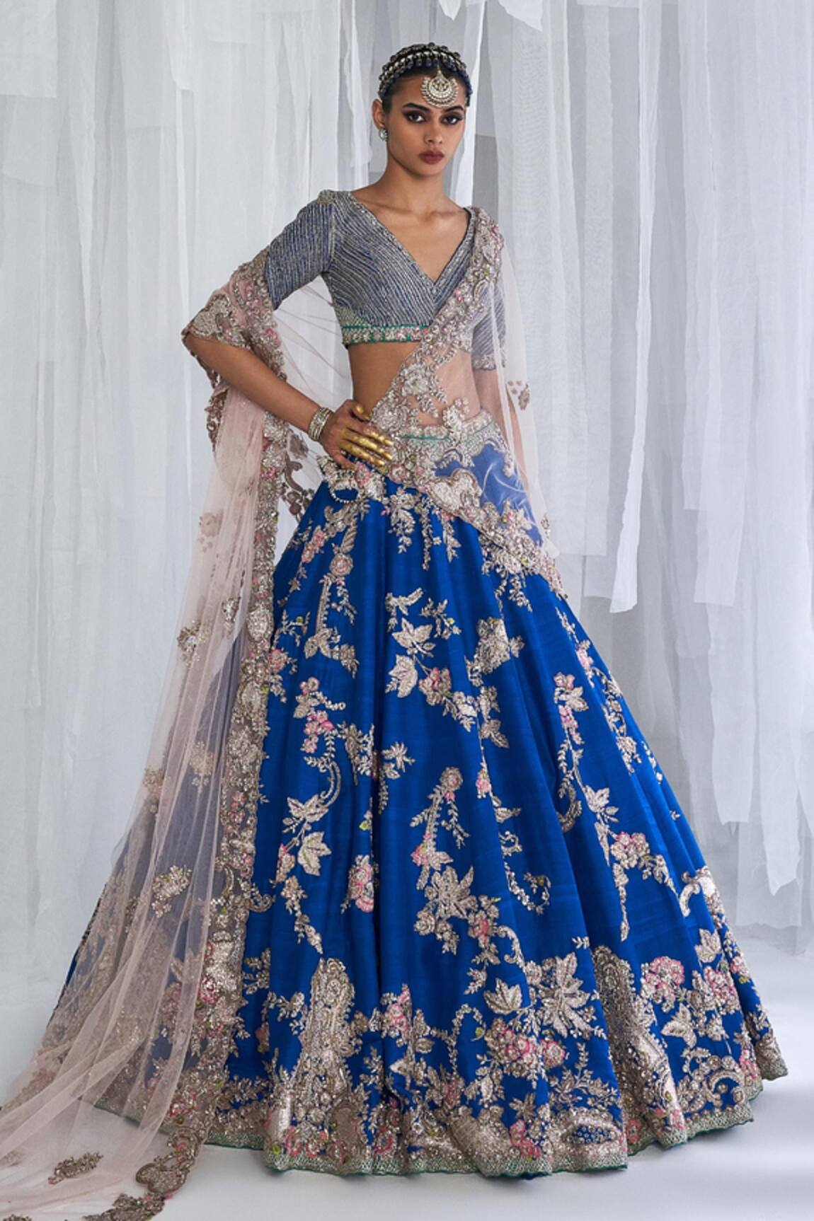 Dolly J Daffodil Raw Silk Embroidered Bridal Lehenga Set 