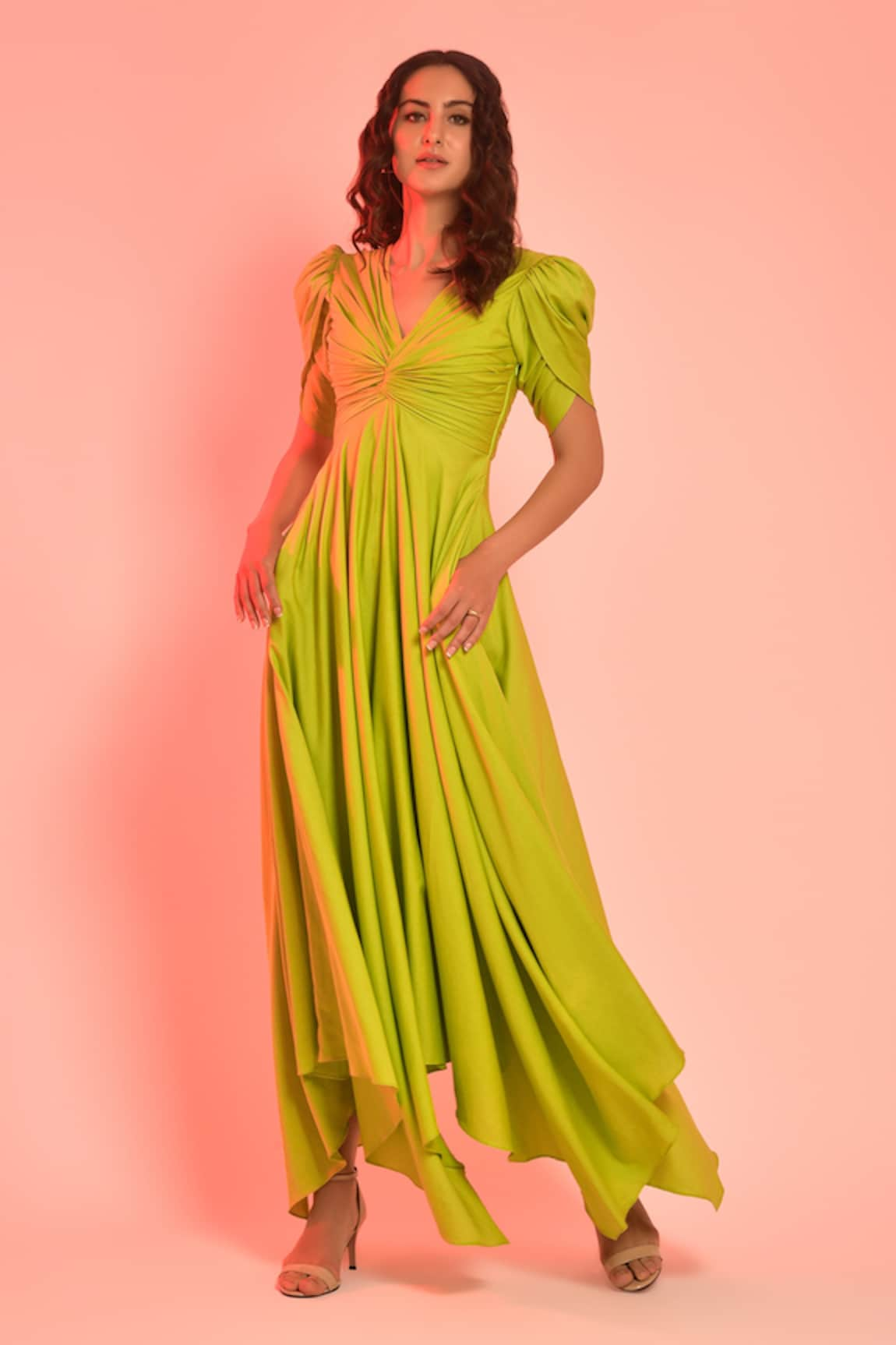 Labelamoda Petal Sleeved Draped Gown