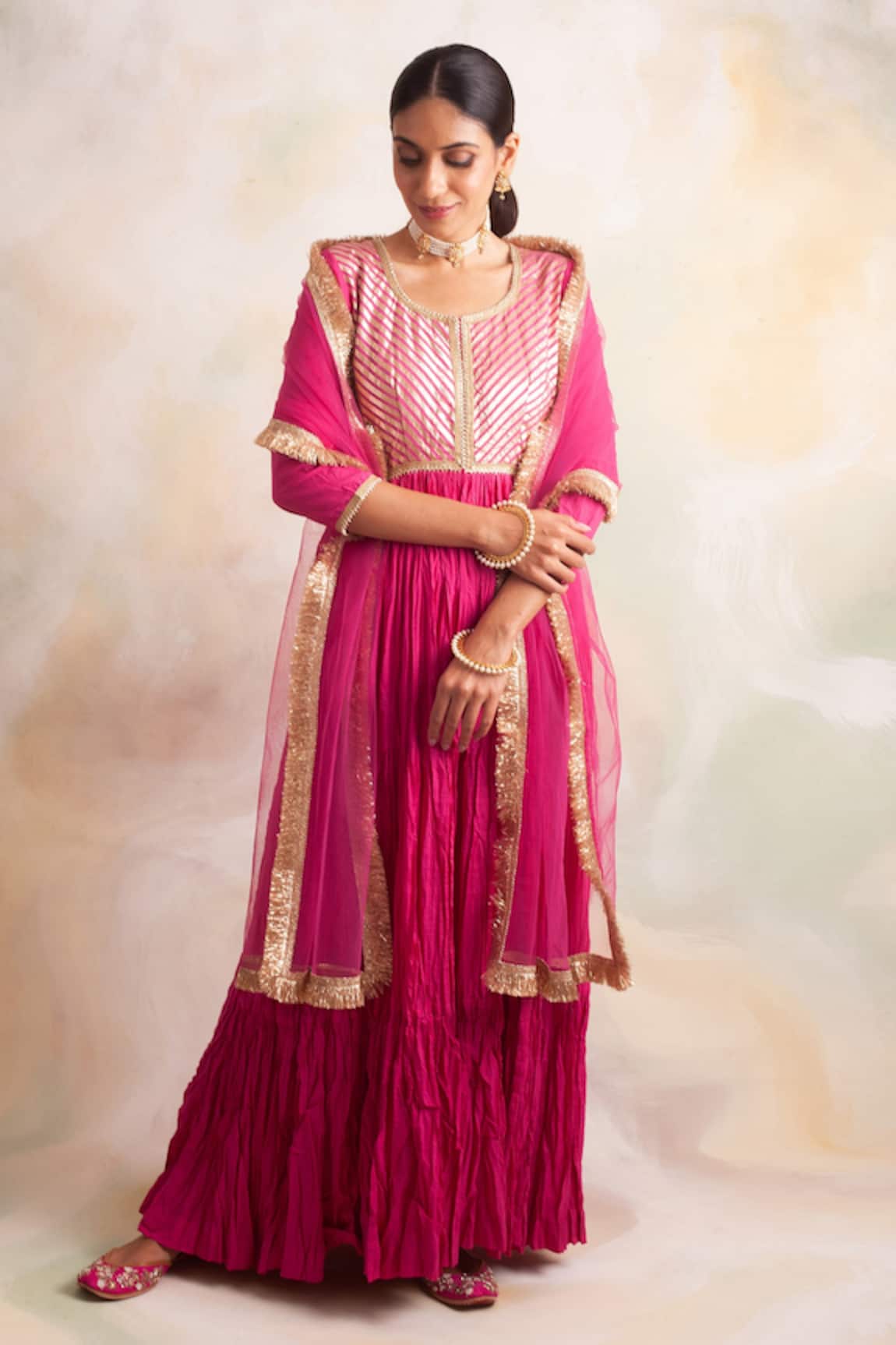 Palak & Mehak Gota Embroidered Anarkali With Dupatta 