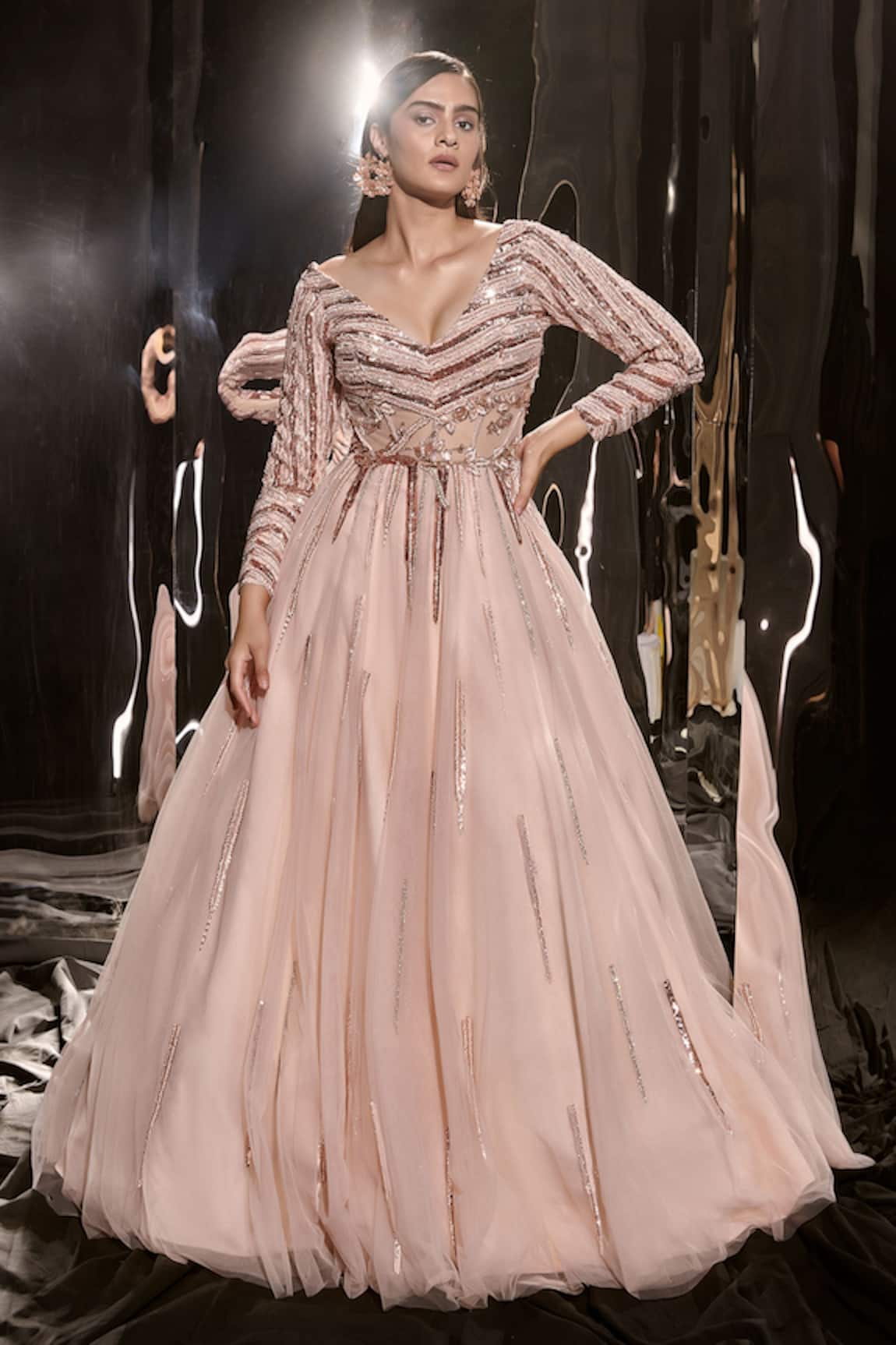 Masumi Mewawalla Bodice Embroidered Gown