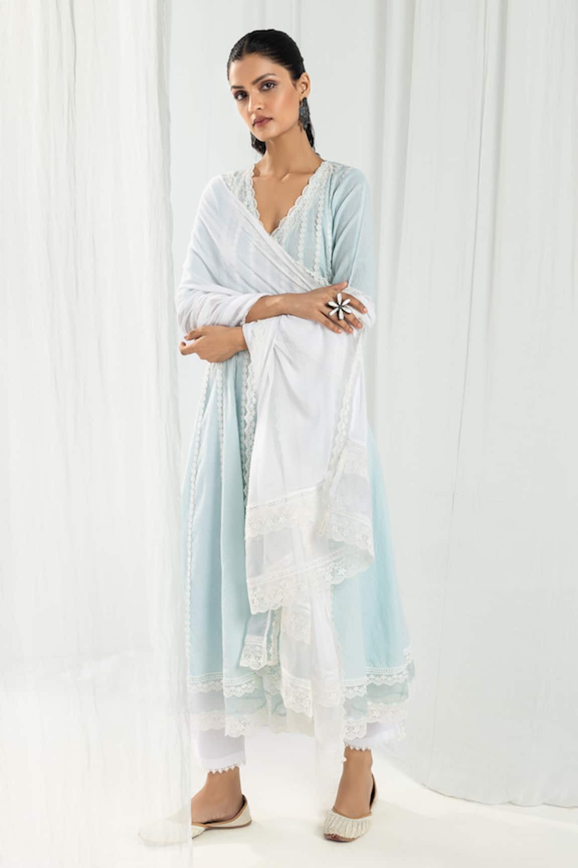 Roze Aria Panelled Angrakha Set