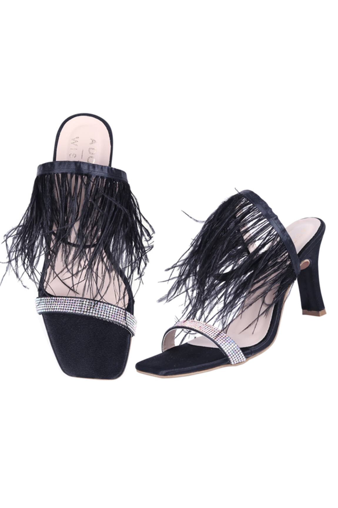 Adorn My Wish Faux Feather Stiletto Heels 
