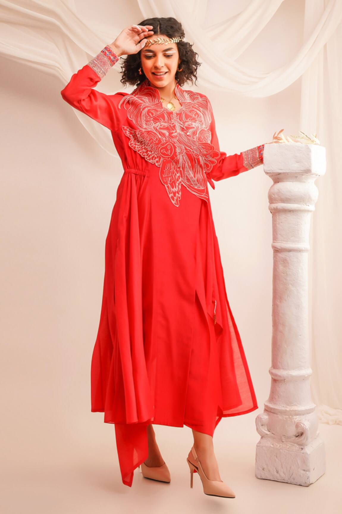 Jajaabor Athena Embroidered Angrakha & Pant Set