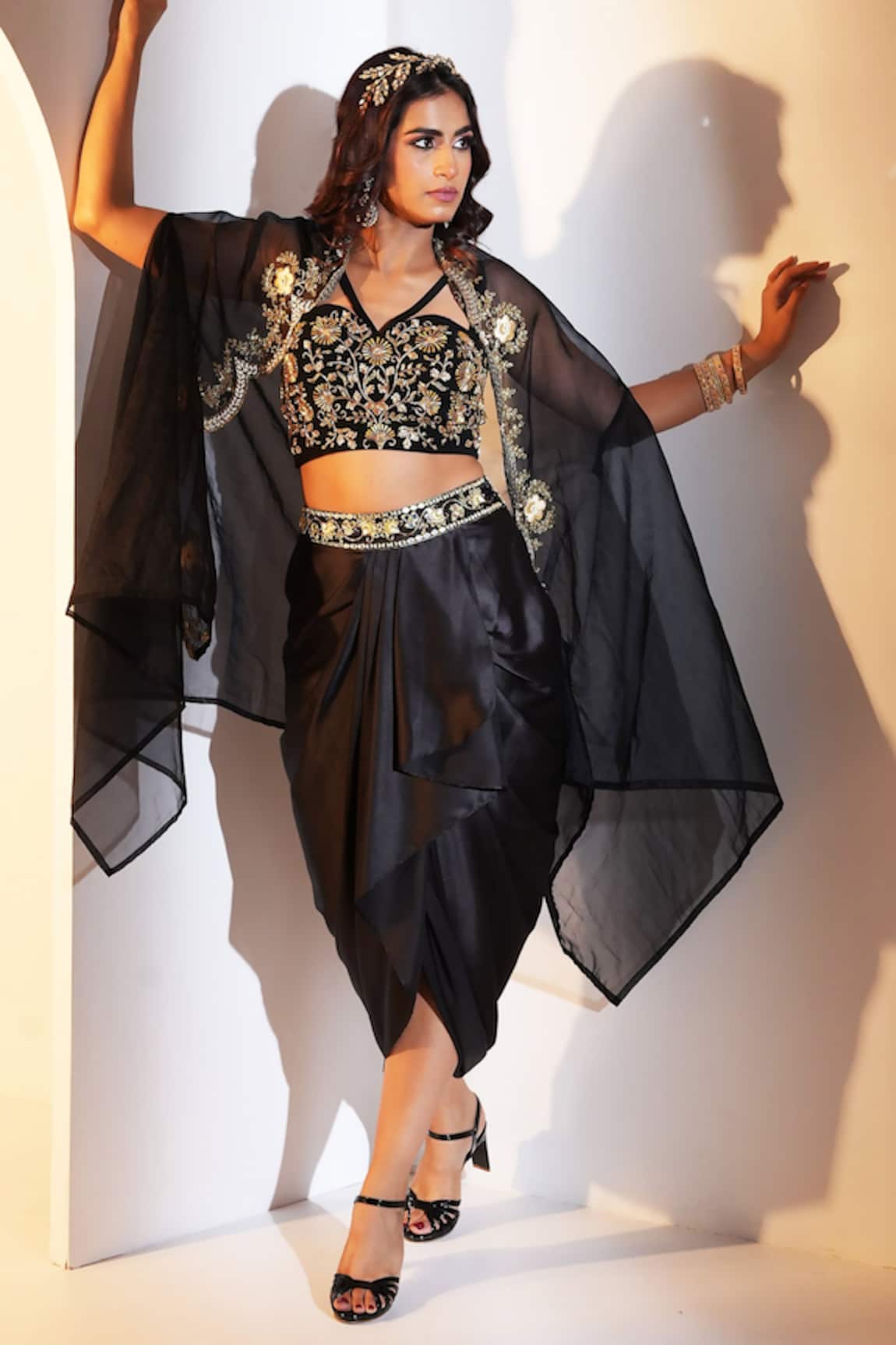 Rashika Sharma Aria Embroidered Cape Skirt Set