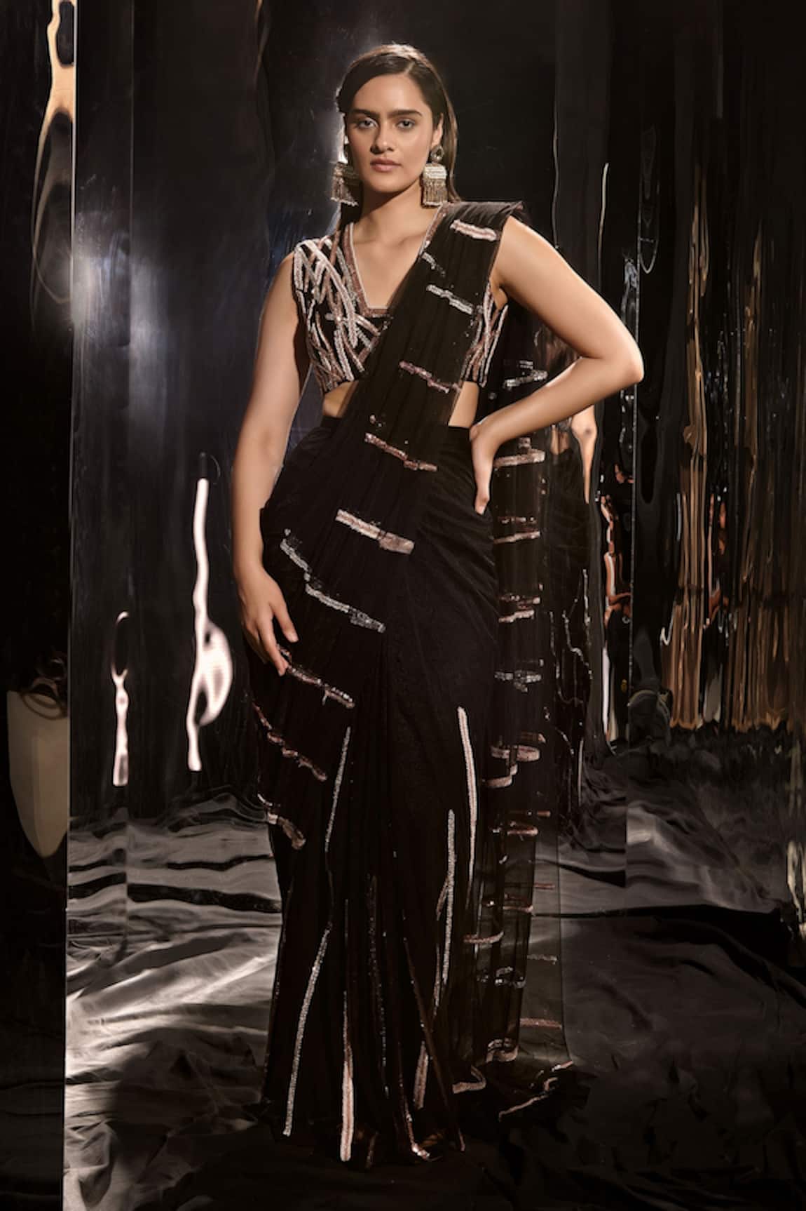 Masumi Mewawalla Pre-Draped Saree With Embroidered Blouse