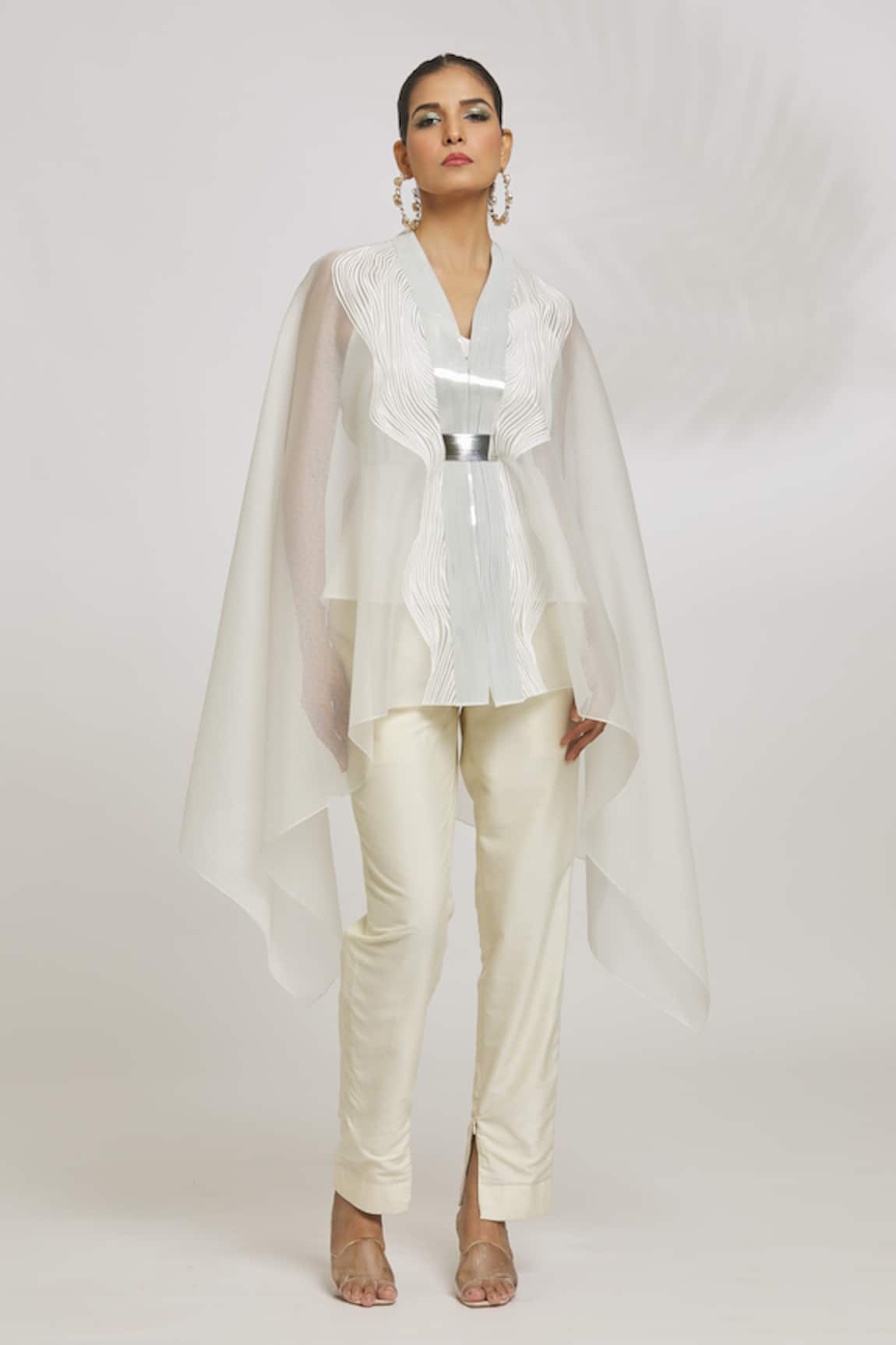 Amit Aggarwal Metallic Draped Cape Top