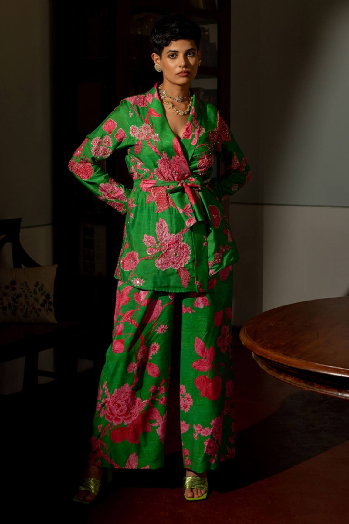 Paulmi And Harsh Full Blooming Print Blazer & Pant Set