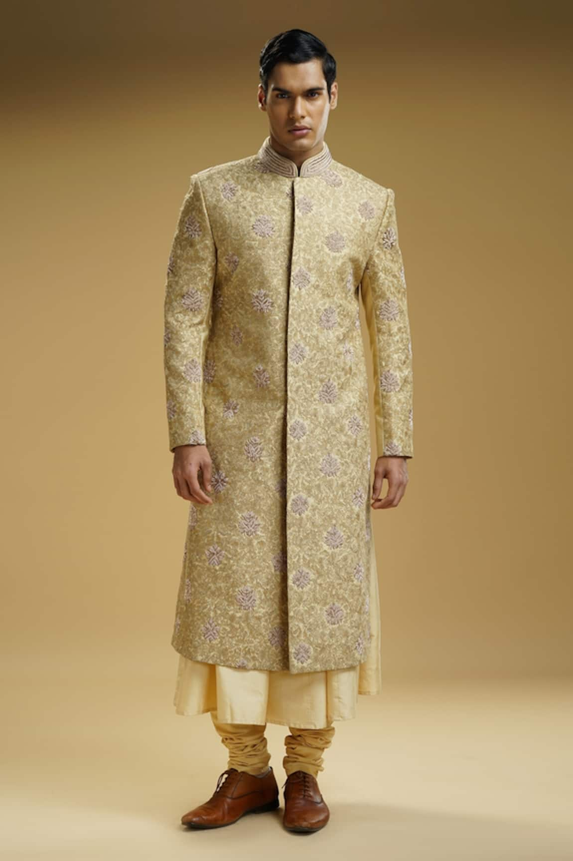 Kommal Sood Cutdana Embellished & Floral Embroidered Sherwani Set