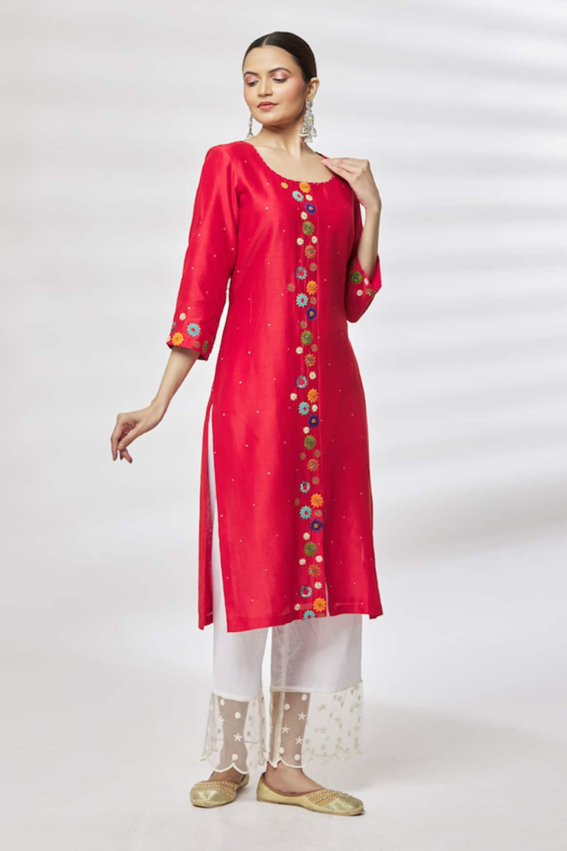 Kasturi Tikmani Chanderi Floral Pattern Kurta