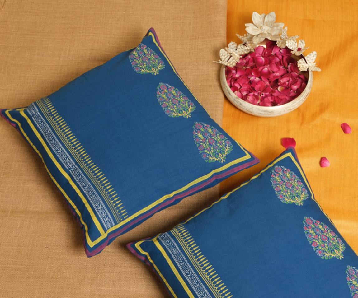 Inheritance India Cotton Triple Paisely Cushion Covers - Set of 4