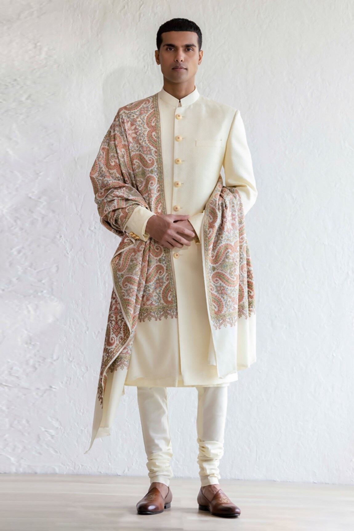 Qbik Shernaaz Jacquard Pattern Sherwani Set