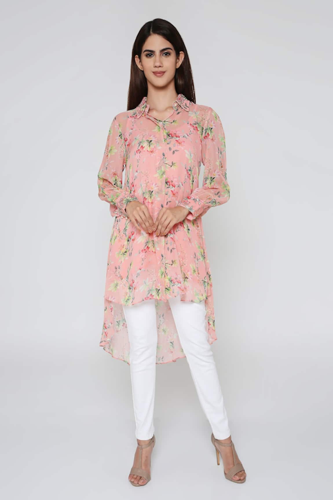 Bha sha Floral Print Shirt With Inner 