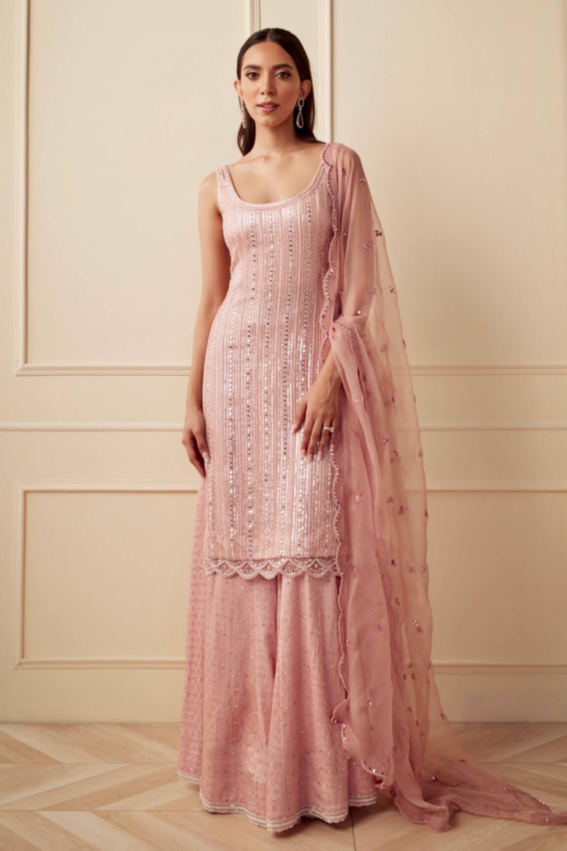 Sawan Gandhi Embroidered Kurta Sharara Set