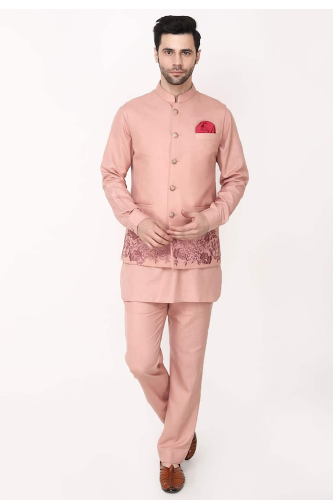 Manish Nagdeo Embroidered Bundi Jacket Kurta Set