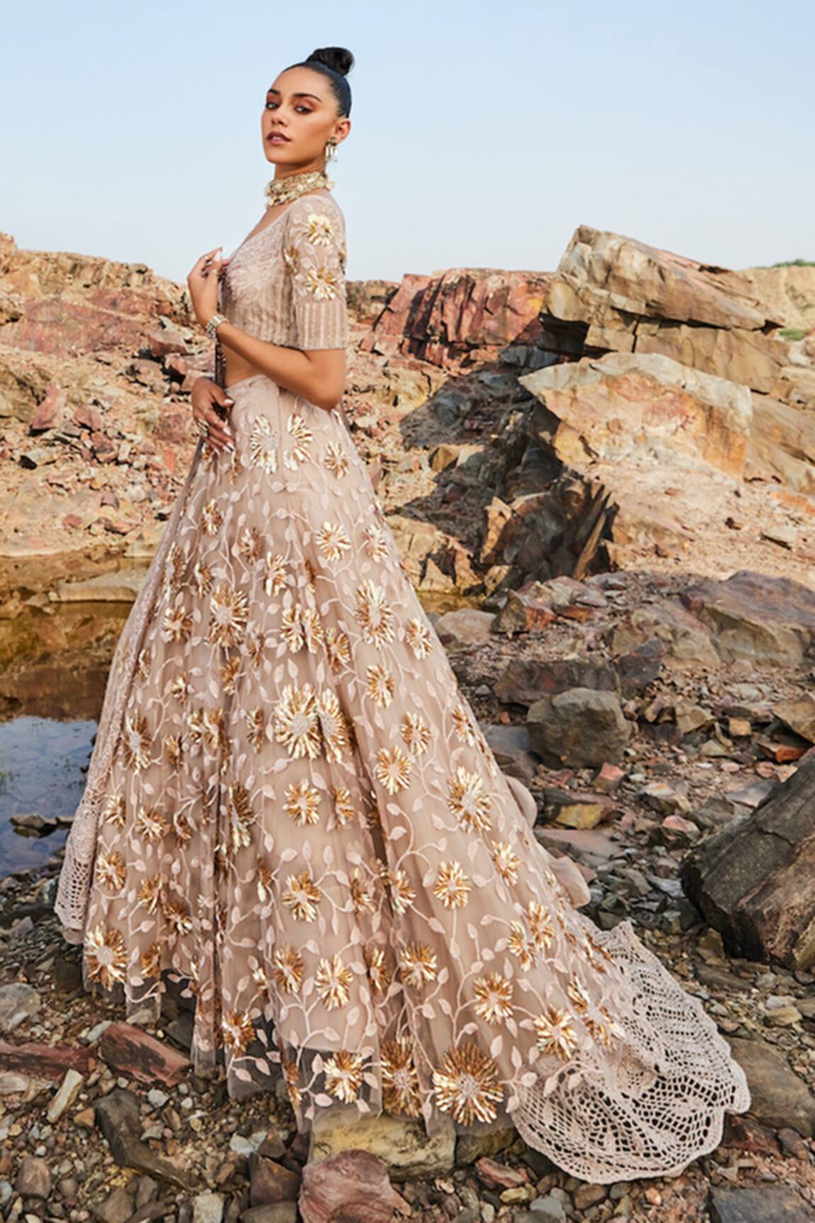 Nandita Thirani Floral Embroidered Bridal Lehenga Set 