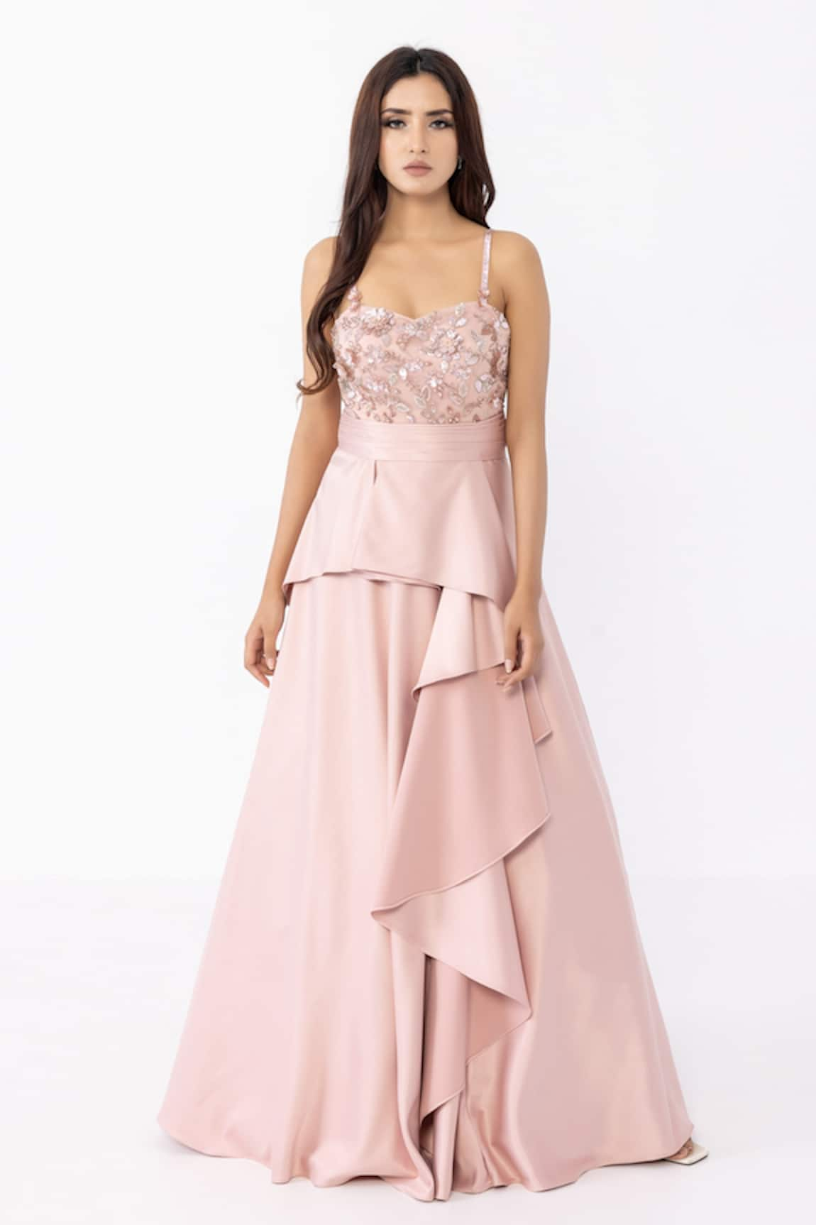 Sartoriale Floral Embroidered Bodice Gown