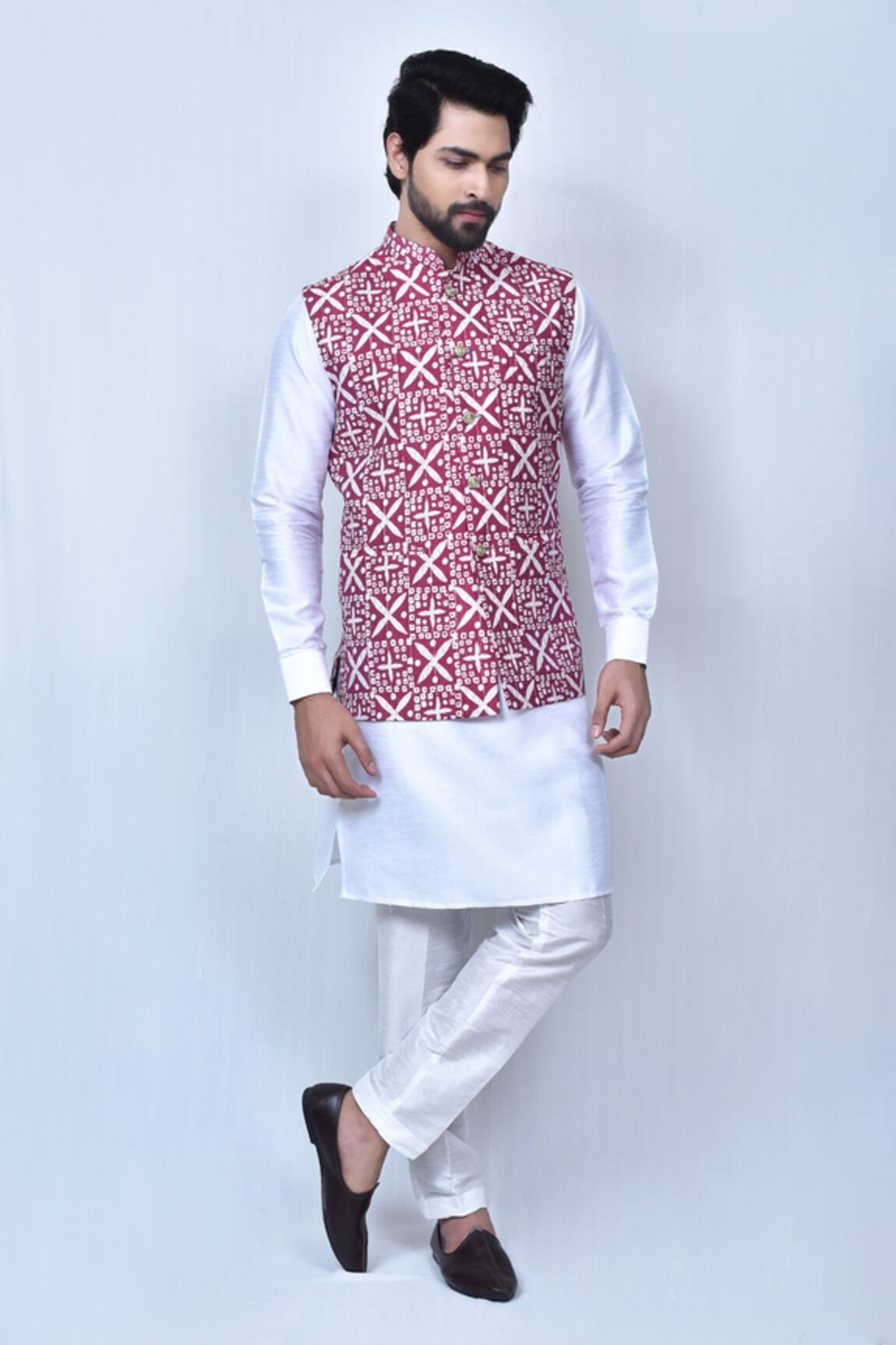 Khwaab by Sanjana Lakhani Cotton Silk Printed Bundi & Kurta Set