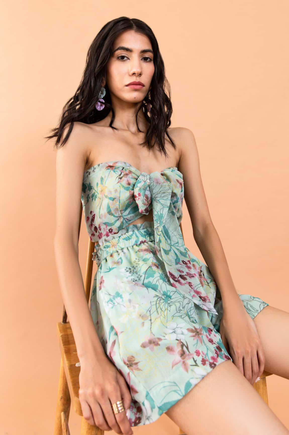 Aroop Shop India Kay Catmint Print Shorts Set 