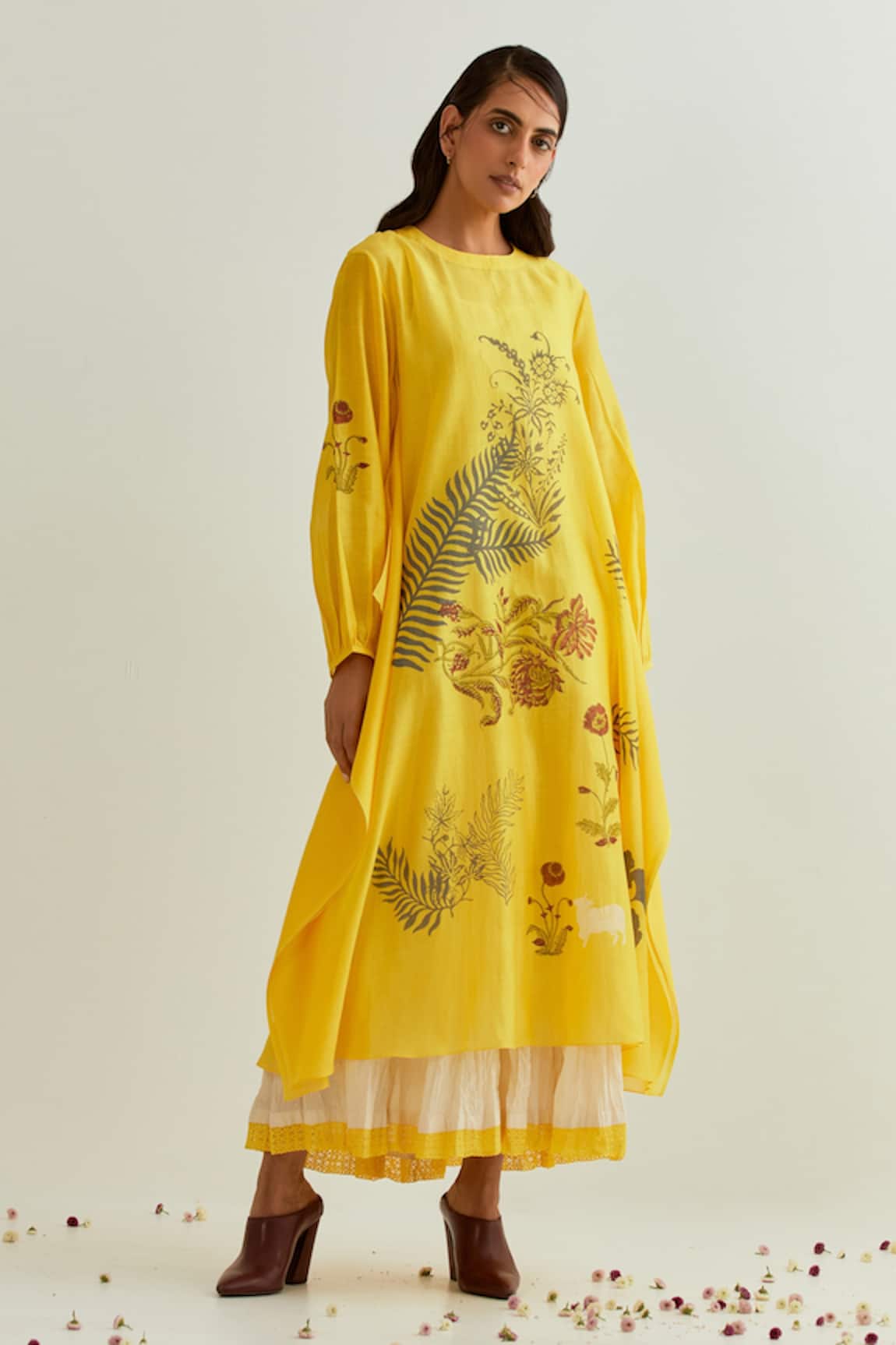 Prama by Pratima Pandey Hand Block Print Chanderi Dress With Inner