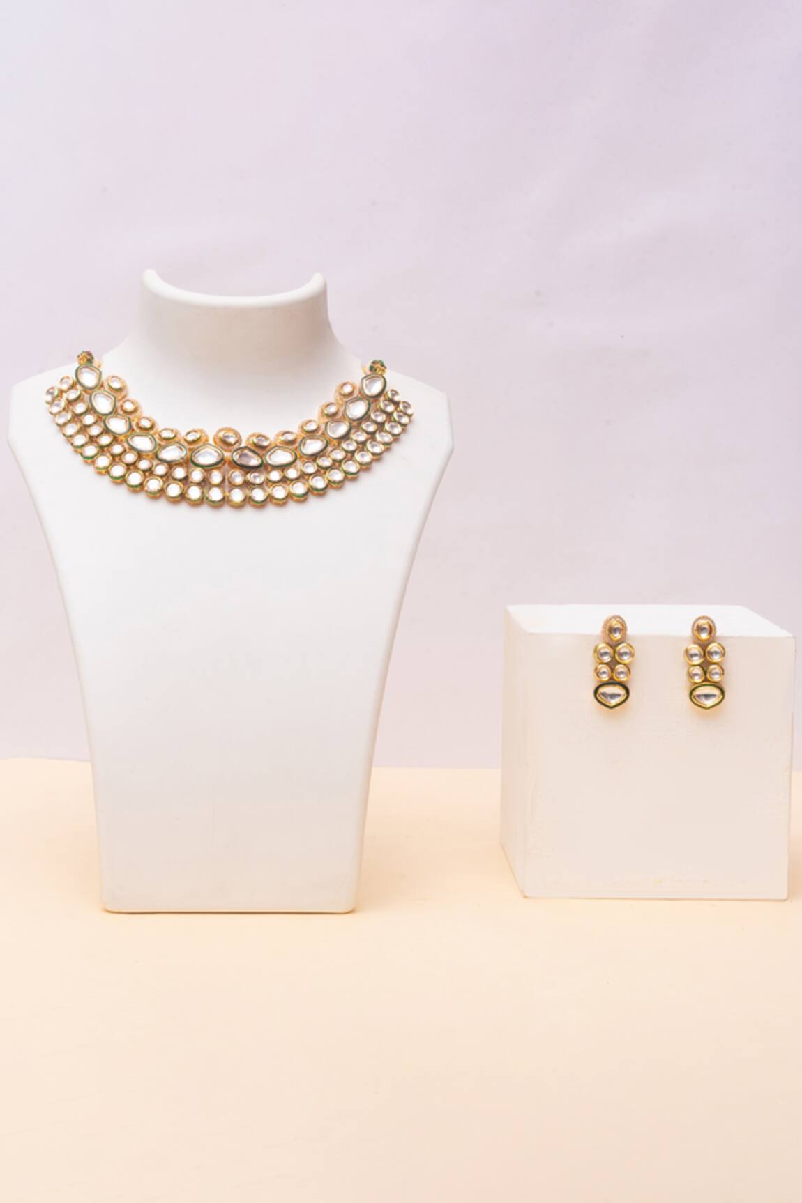 Zevar By Geeta Vintage Studded Necklace Set 