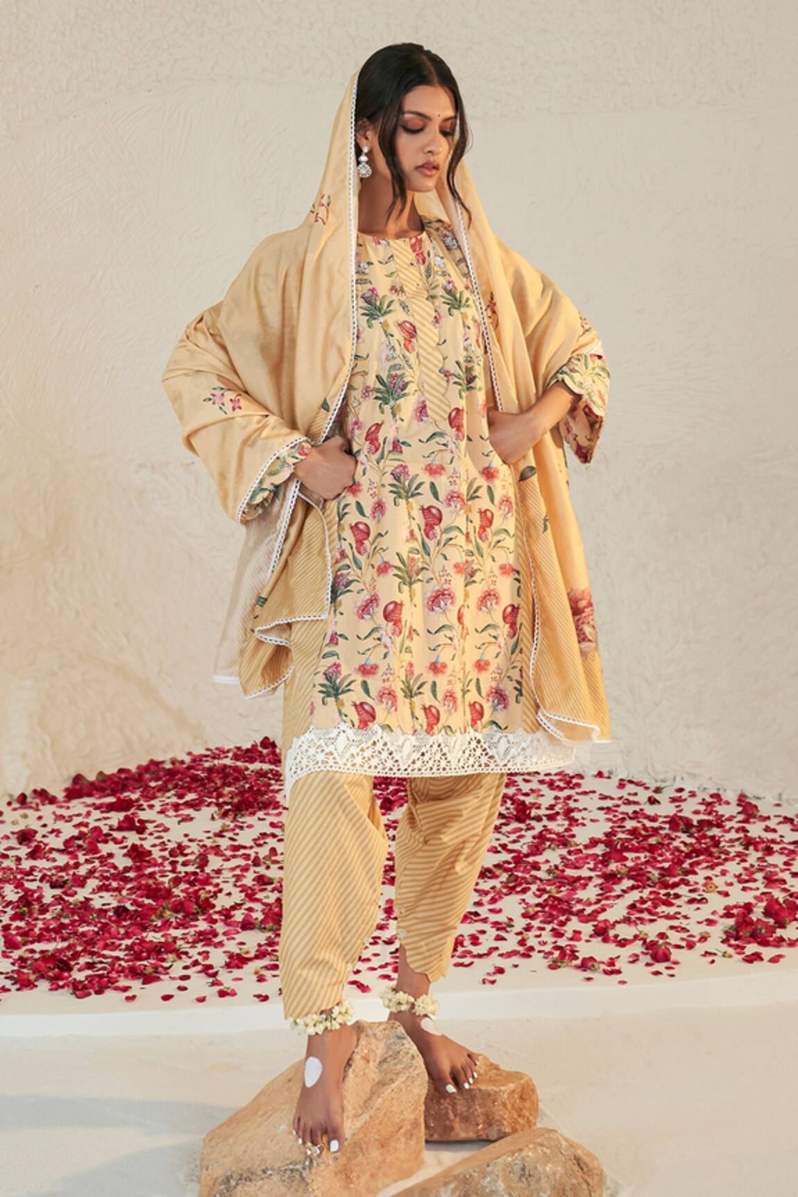 Sage Saga Mahgul Floral Print Kalidar Kurta Salwar Set