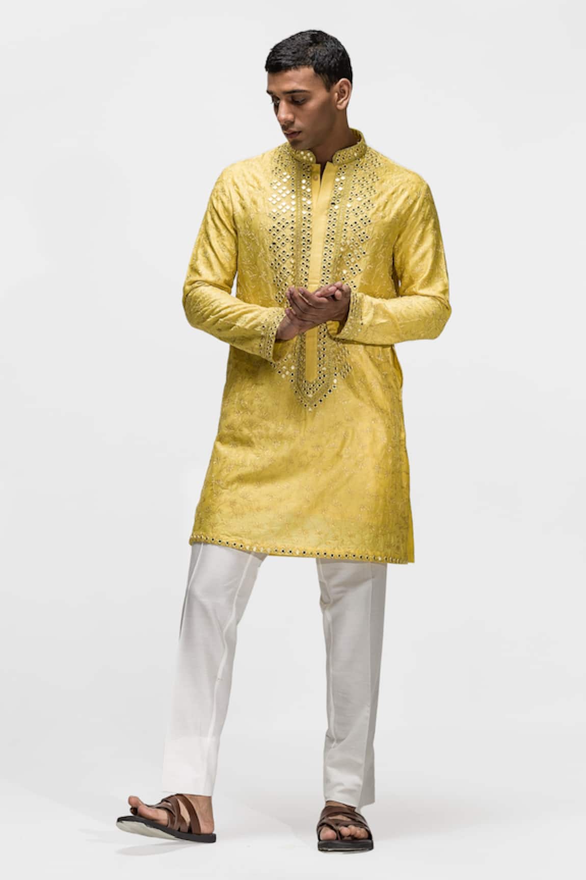 Asuka Mirror Embroidered Chanderi Silk Kurta Set