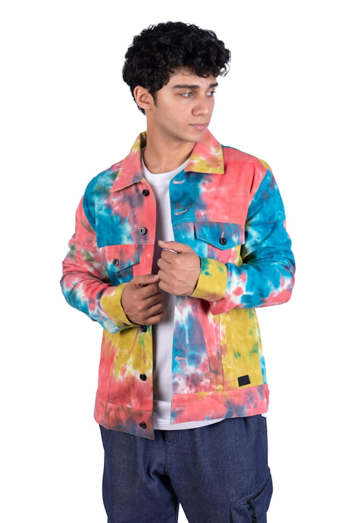 Theorem Cotton Denim Splash Tie Dye Jacket