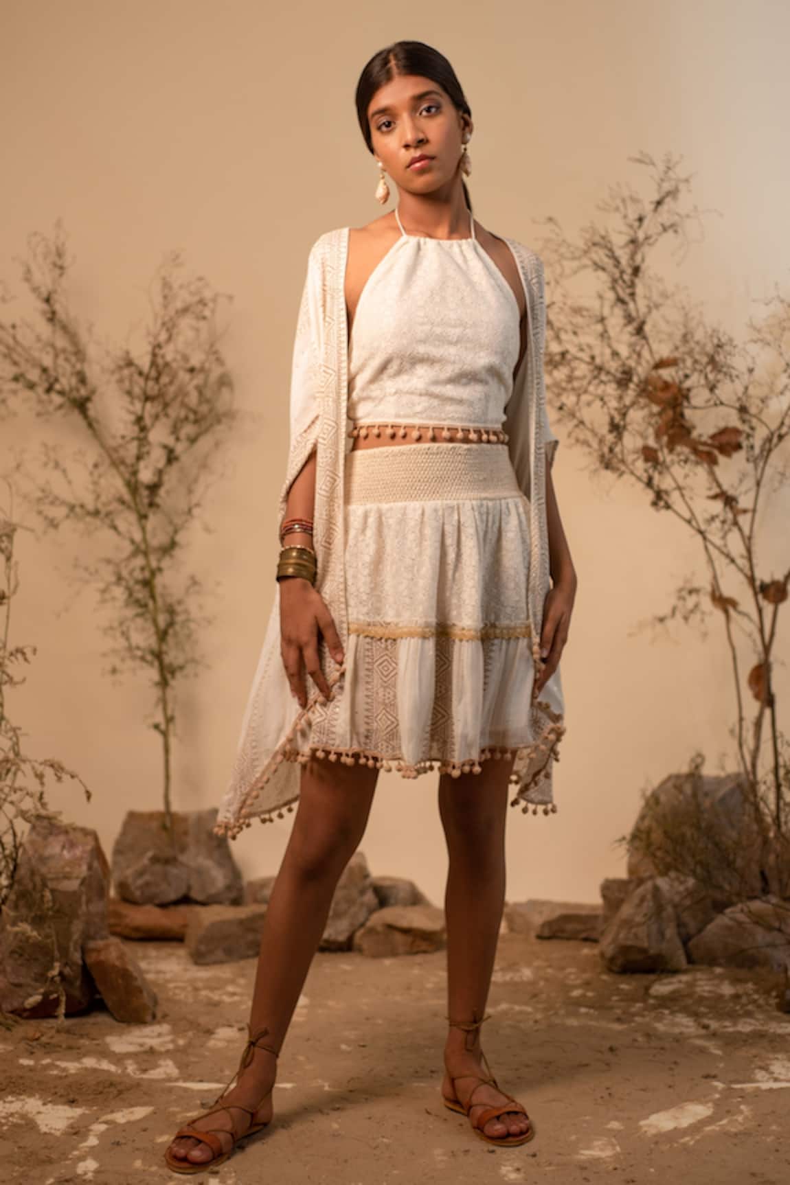 Label Reyya Stripe Pattern Jacket Skirt Set 