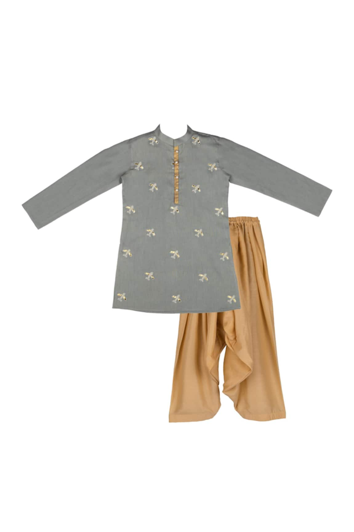 Little Stars Aeroplane Embroidered Kurta & Patiala Pant Set