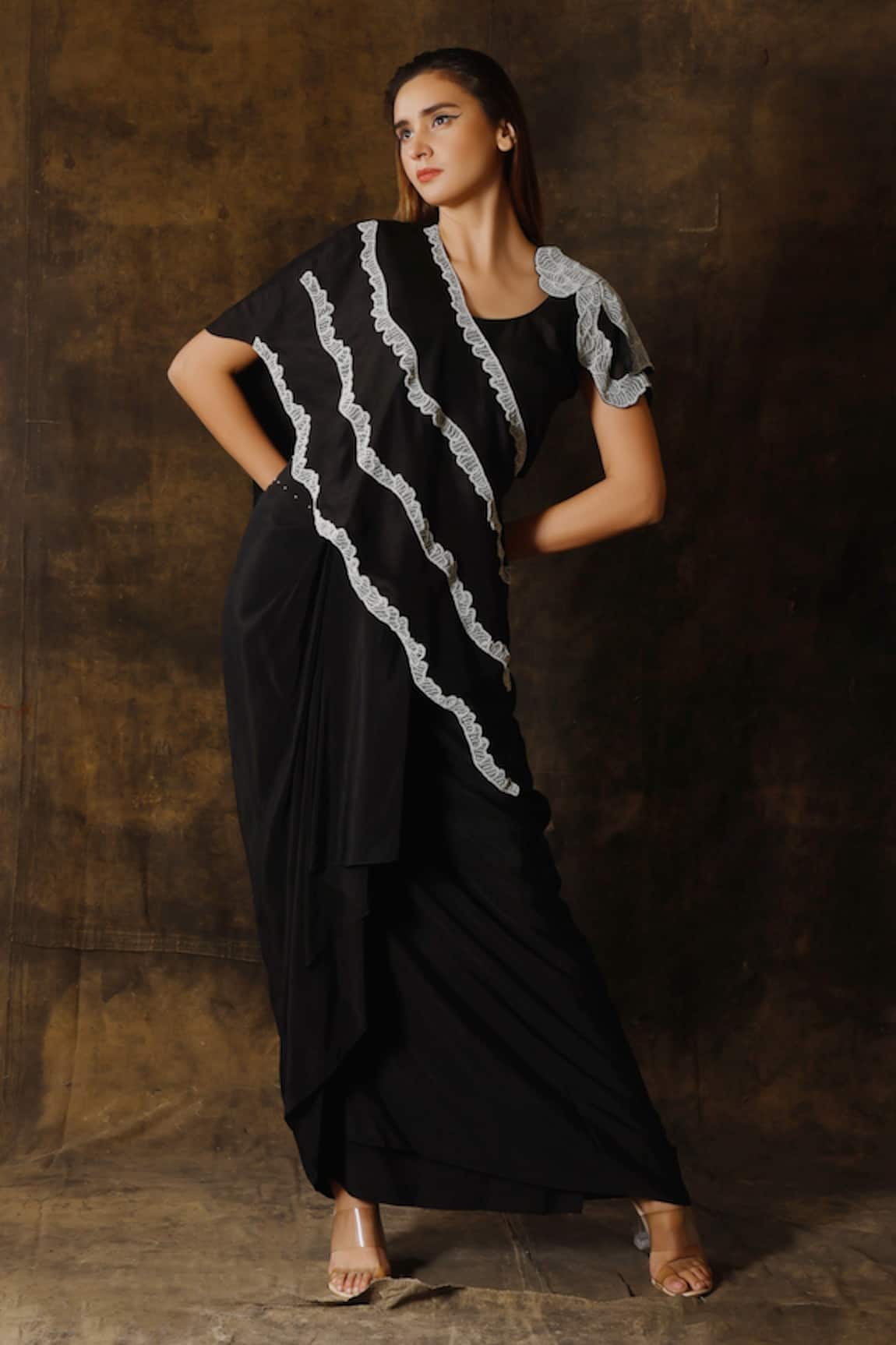 Eclat by Prerika Jalan Asymmetric Cape & Draped Skirt Set