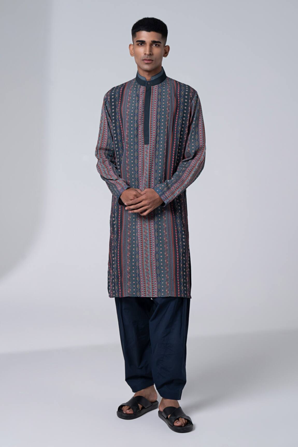 Siddhartha Bansal Autumn Shower Dixy Stripe Print Kurta Set