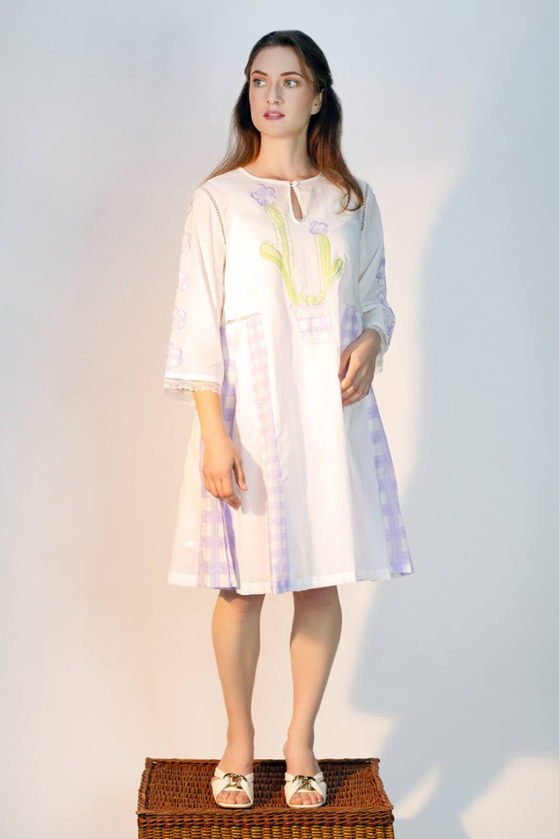 Jyoti Bansal Well Spring Cactus Applique Tunic Dress 
