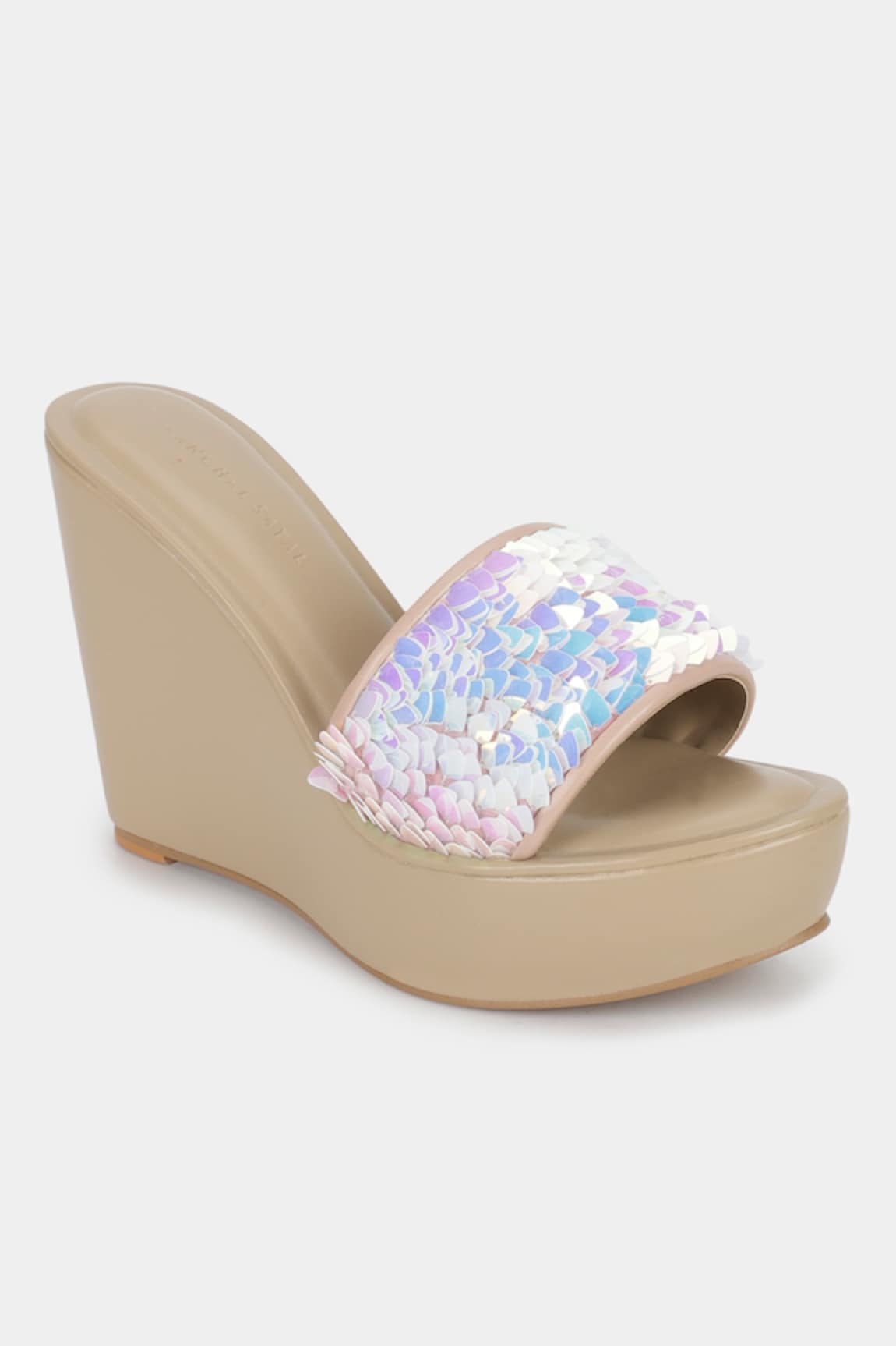 Aanchal Sayal Dafni Holographic Embroidered Strap Wedges