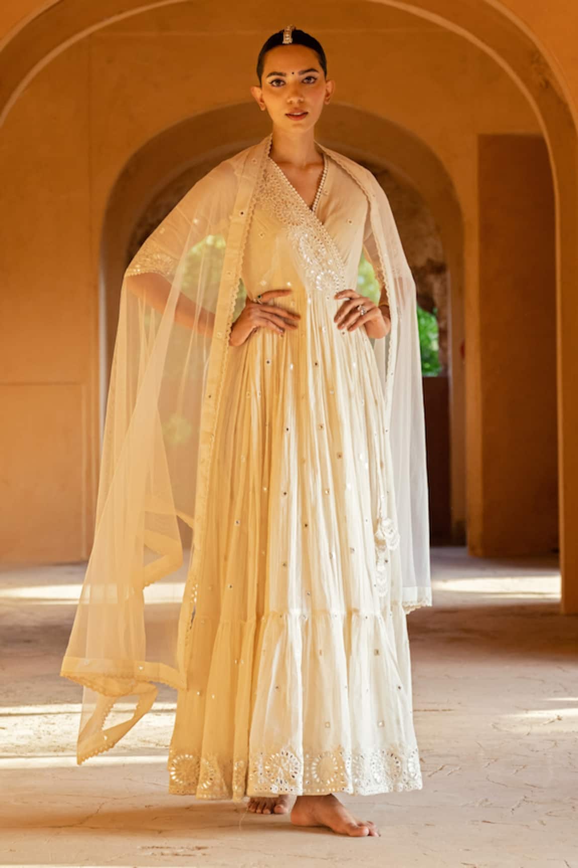 Preevin Ruffle Hem Angrakha Anarkali With Dupatta 