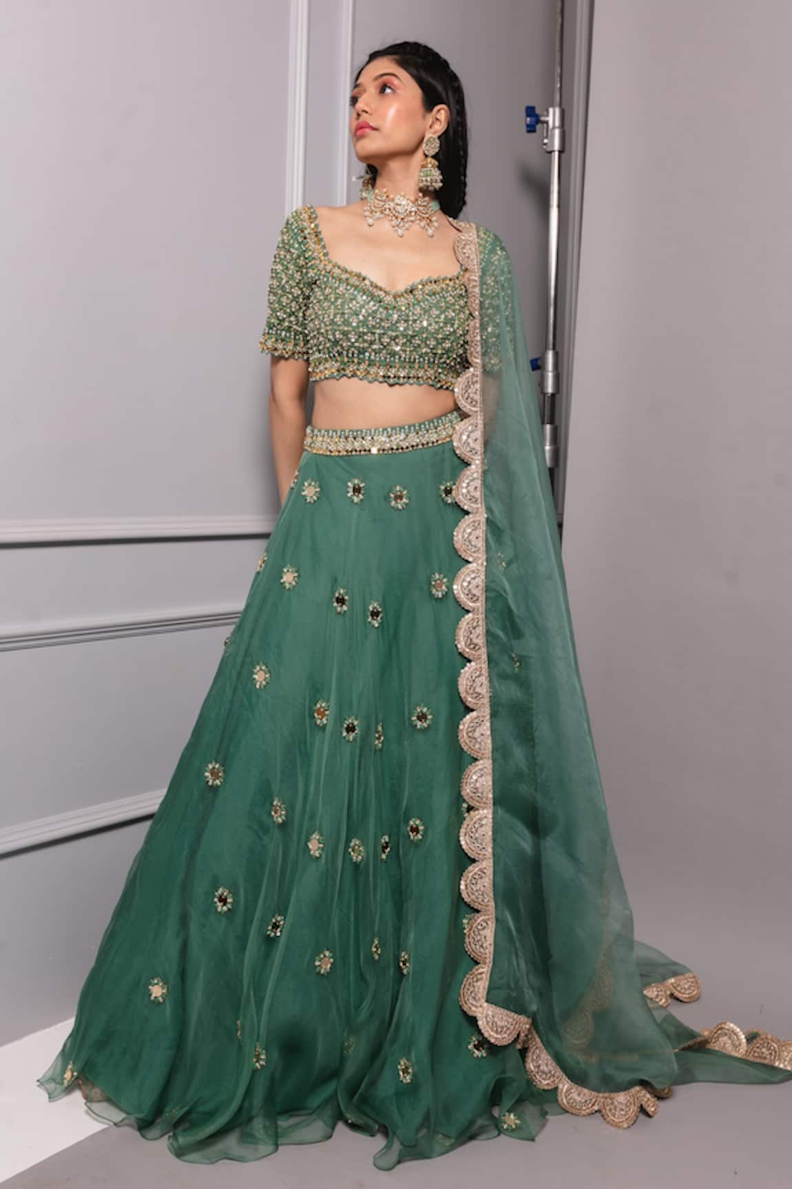 RIA SHAH LABEL Floral Embroidered Lehenga Set 