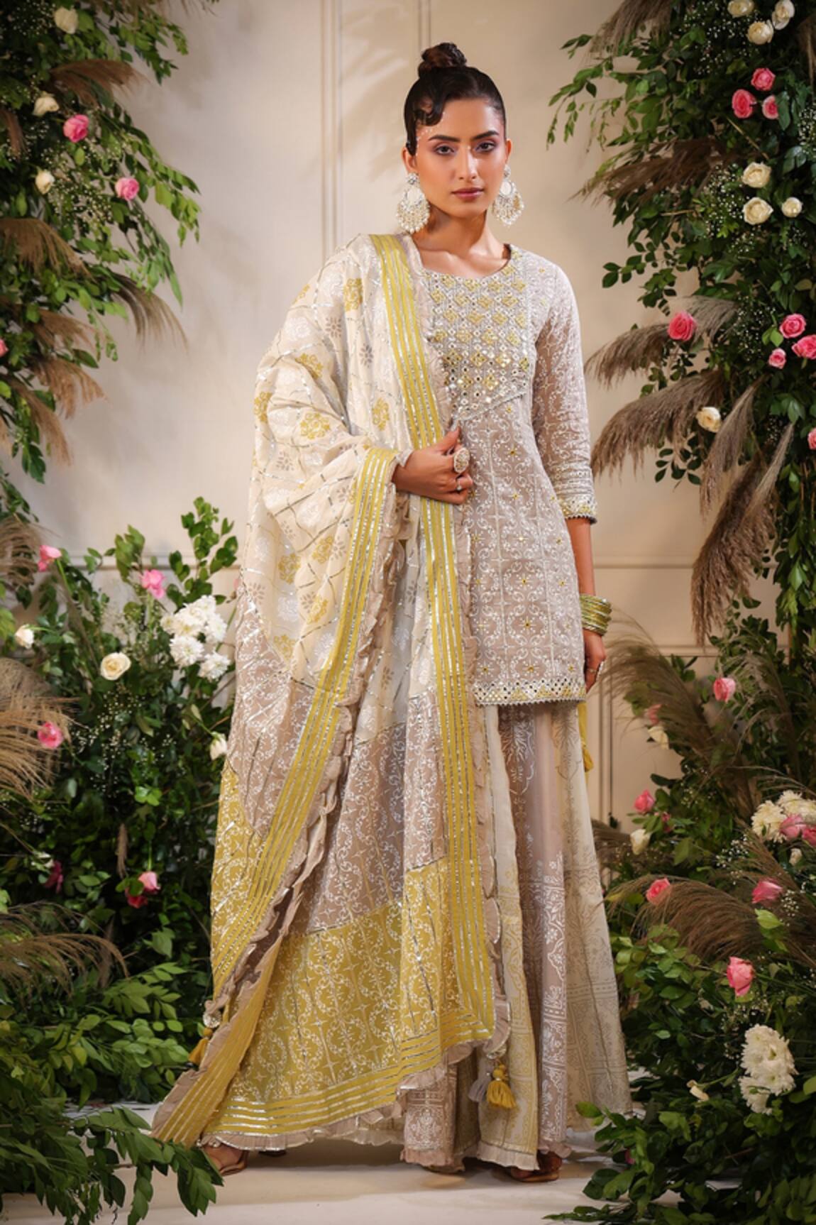 Bairaas Khari Print & Gota Work Kurta Set