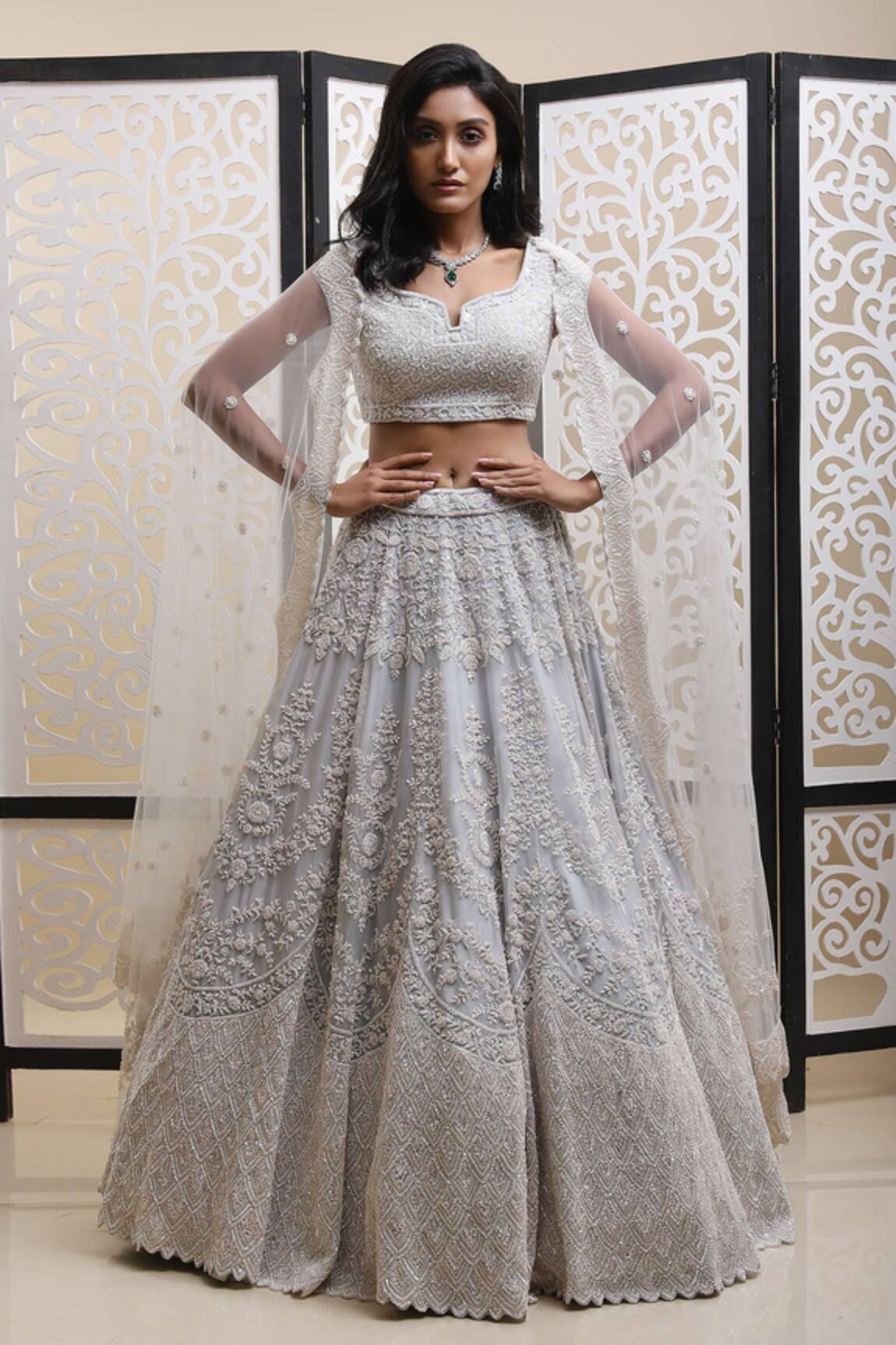 Kalighata Organza Embellished Bridal Lehenga Set 