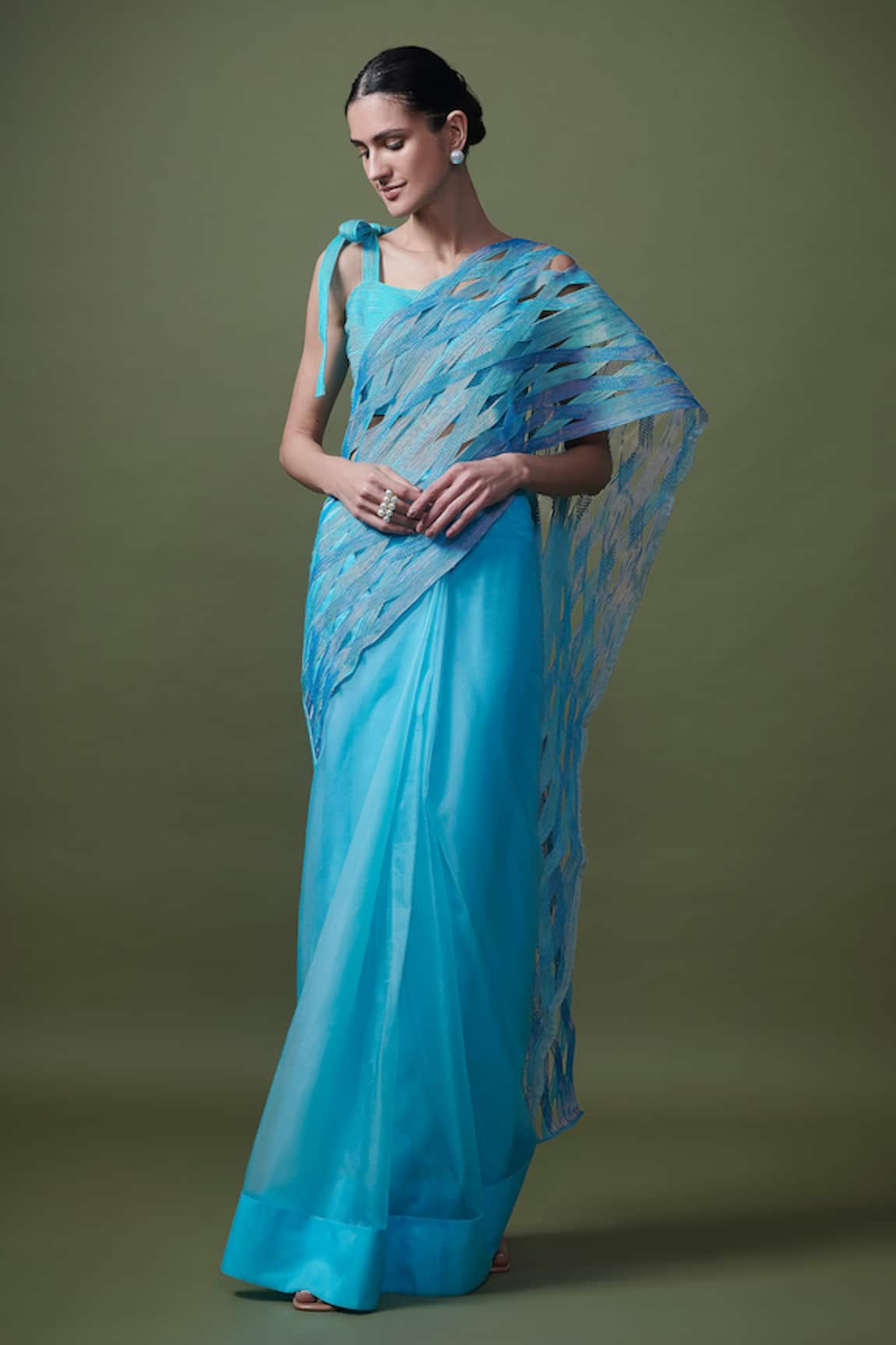 Shriya Khanna Cutwork Pre-Stitched Saree