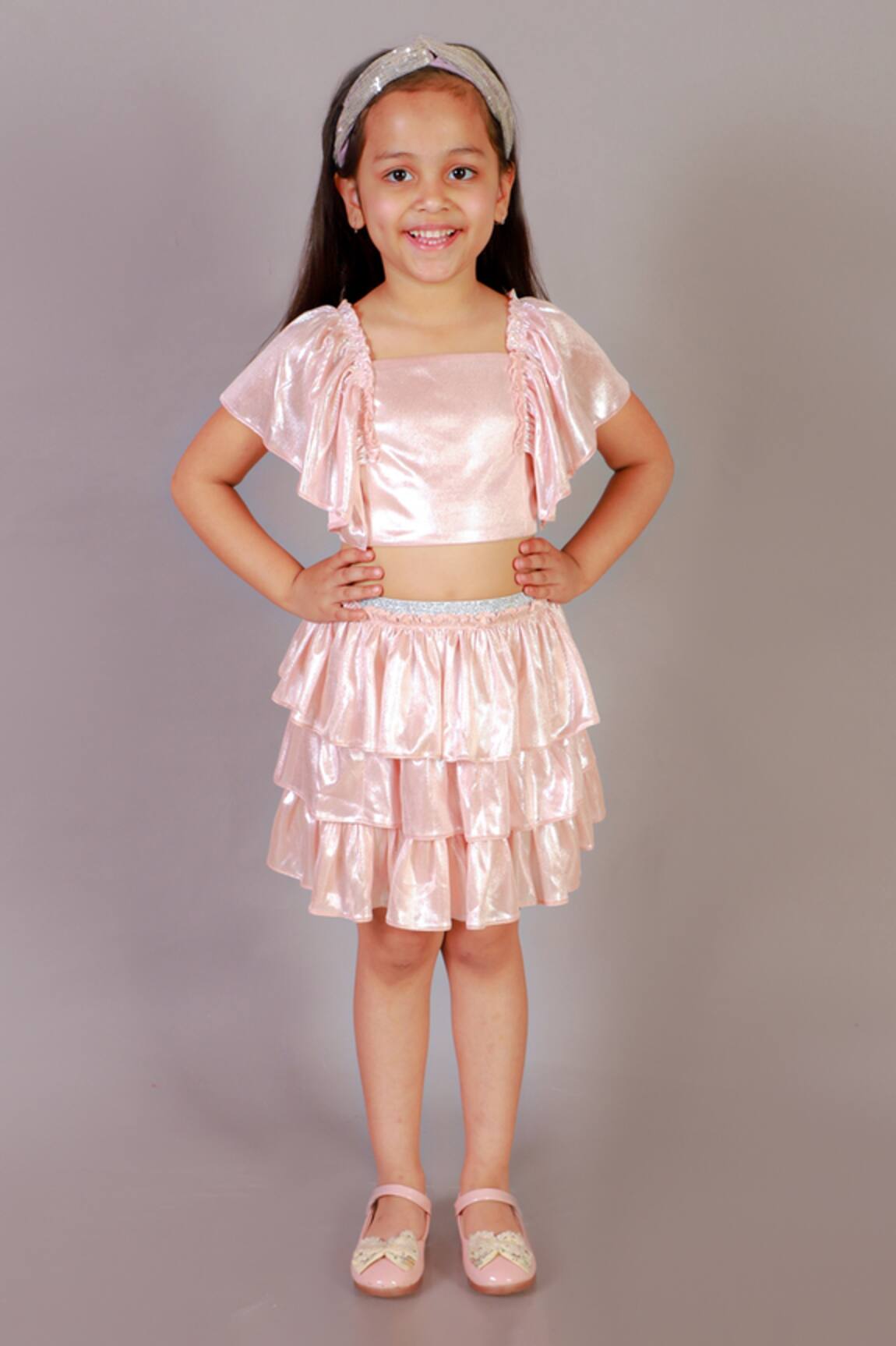 LIL DRAMA Printed Top & Tiered Skirt Set