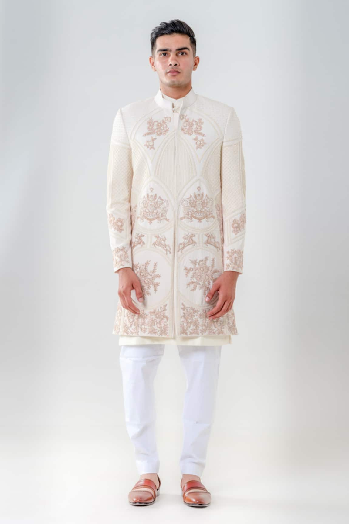 Amrit Dawani Floral Geometric Embellished Sherwani Set 